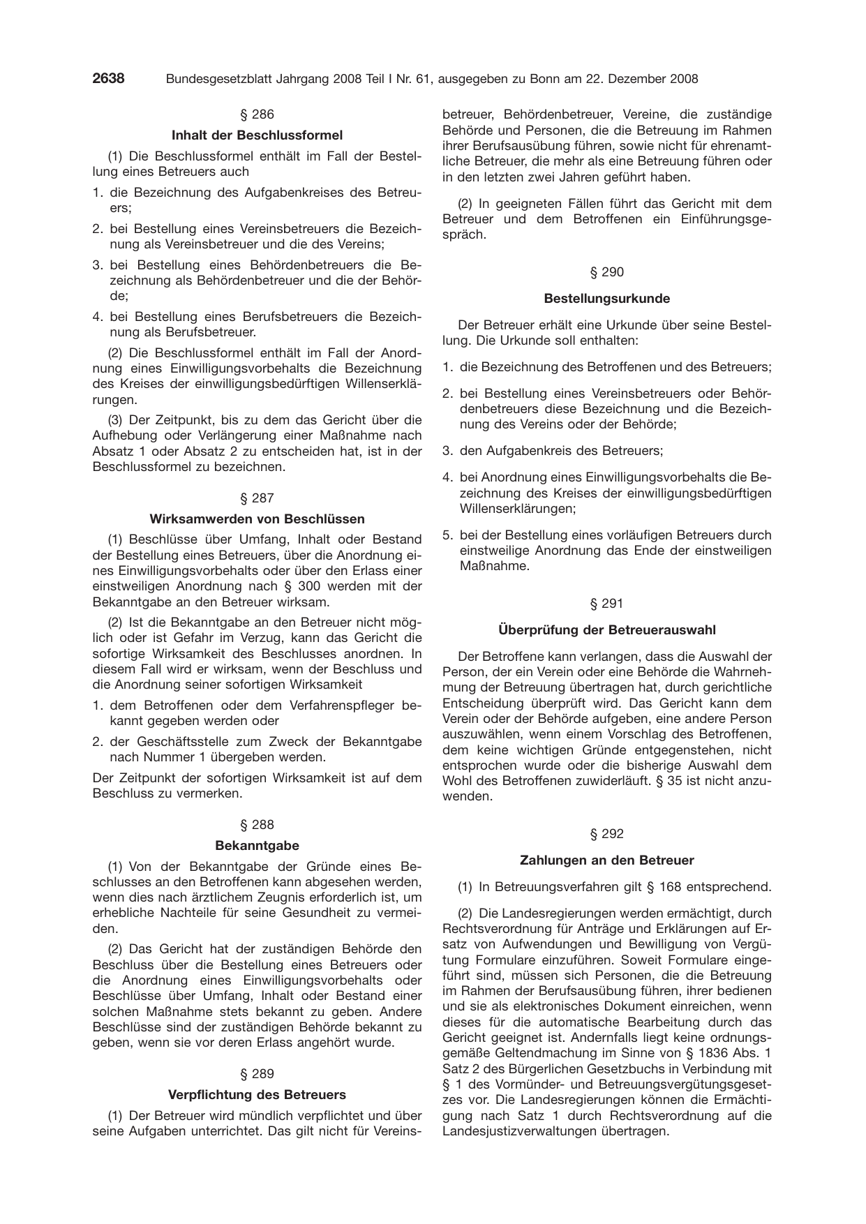BGBl. 2008, Seite 2638 — Originalseite als Abbildung