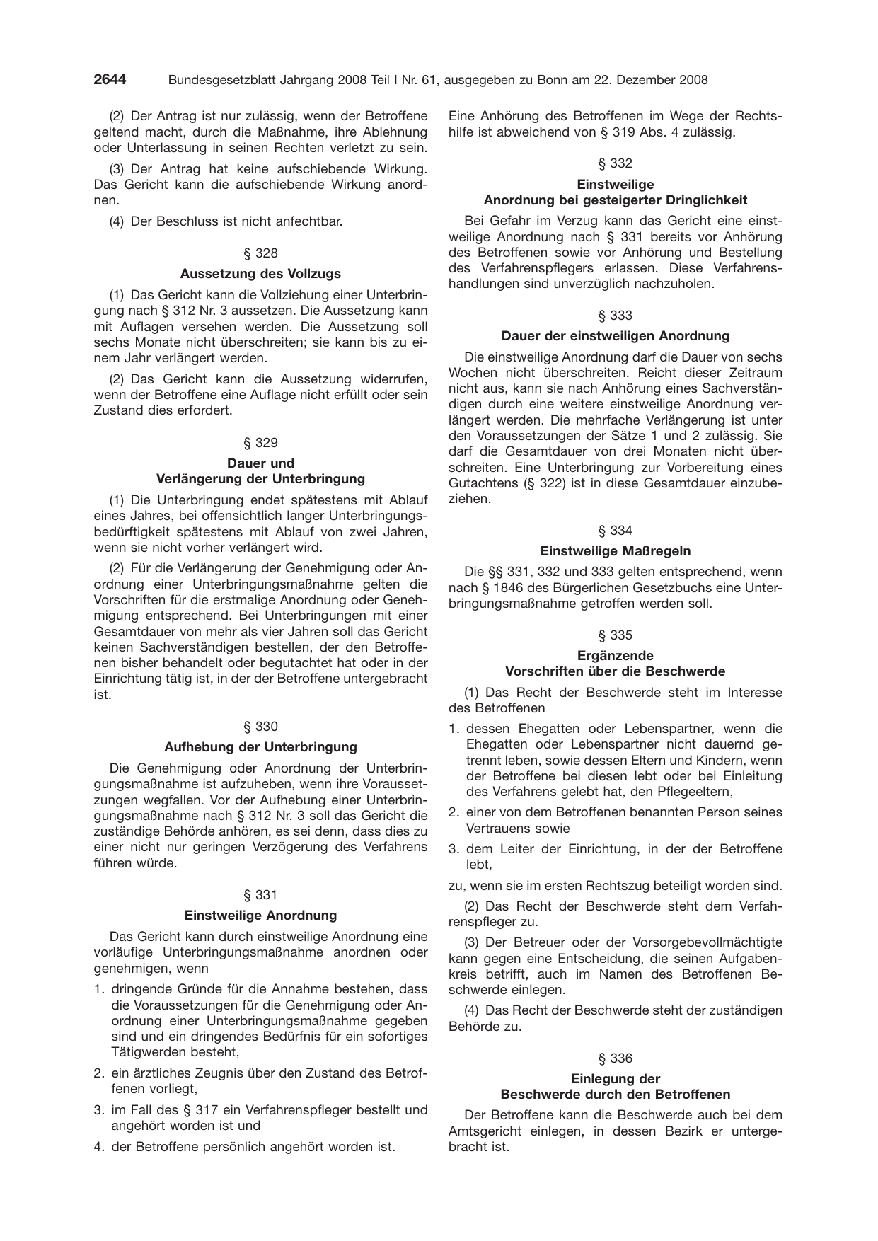 BGBl. 2008, Seite 2644 — Originalseite als Abbildung