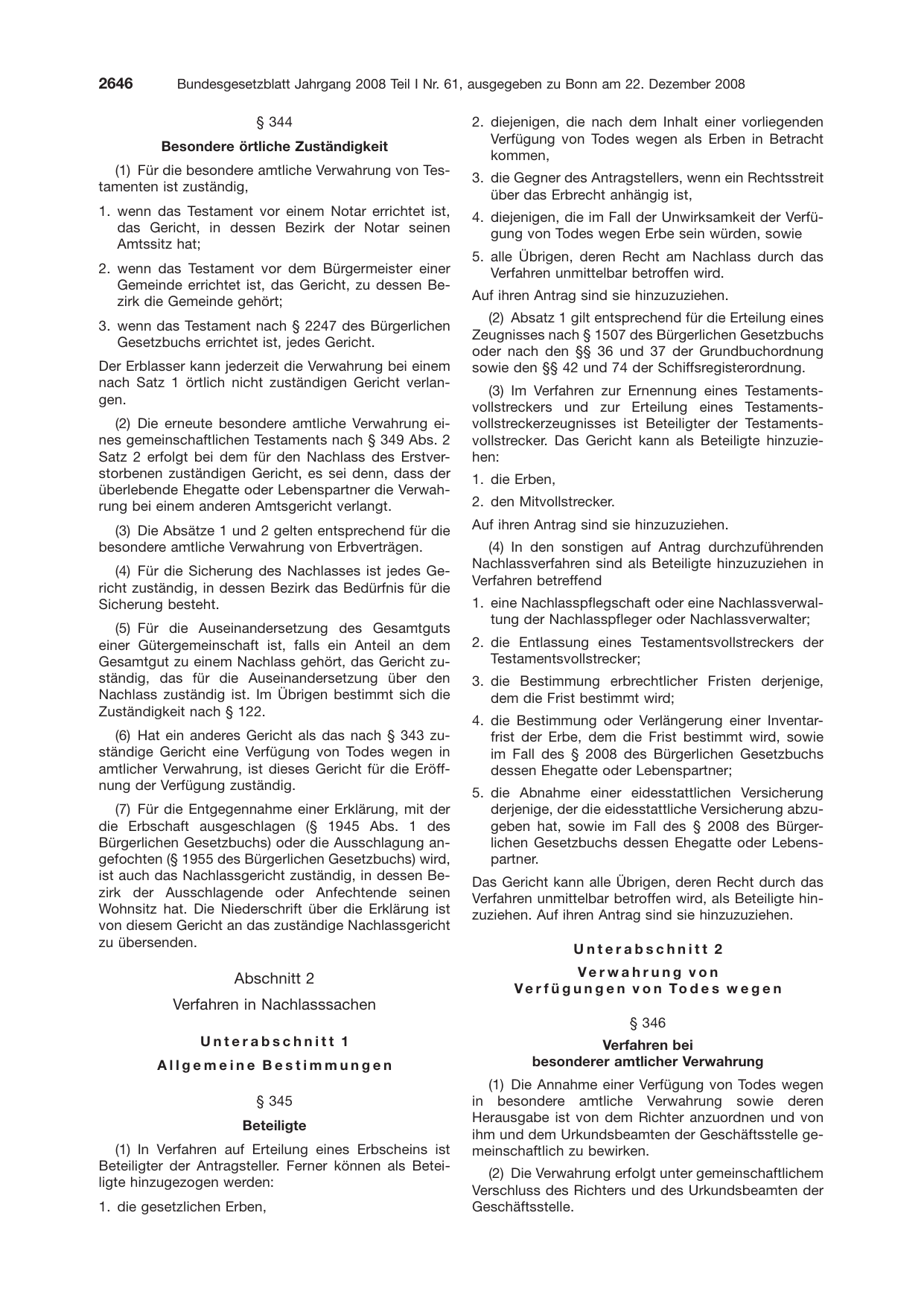 BGBl. 2008, Seite 2646 — Originalseite als Abbildung