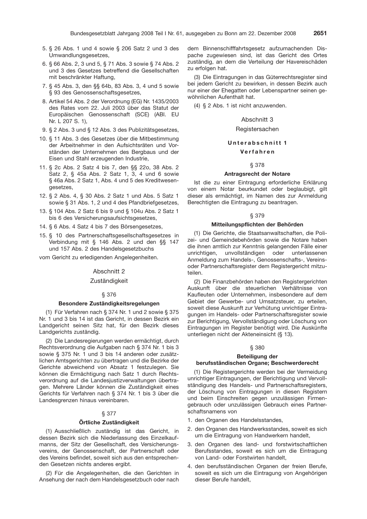 BGBl. 2008, Seite 2651 — Originalseite als Abbildung