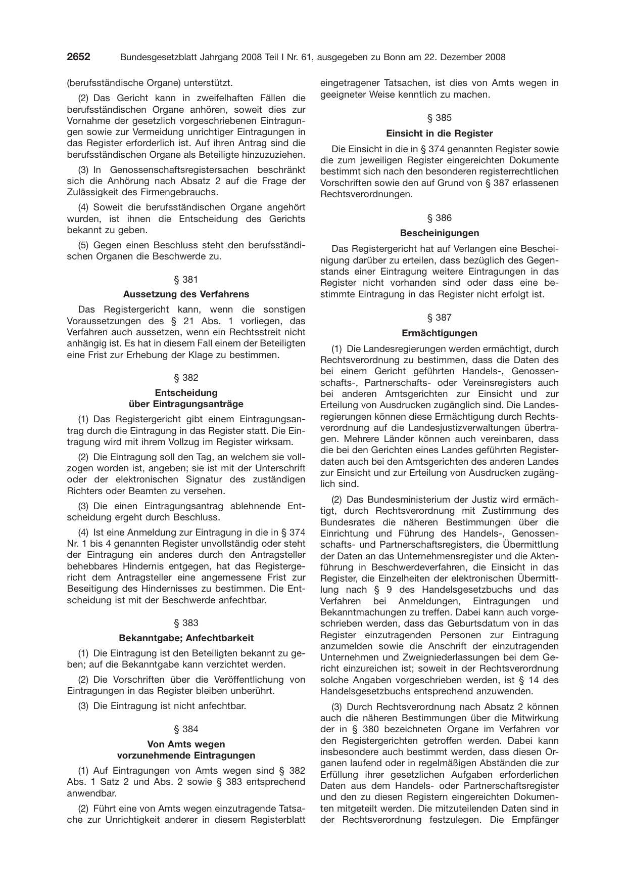 BGBl. 2008, Seite 2652 — Originalseite als Abbildung