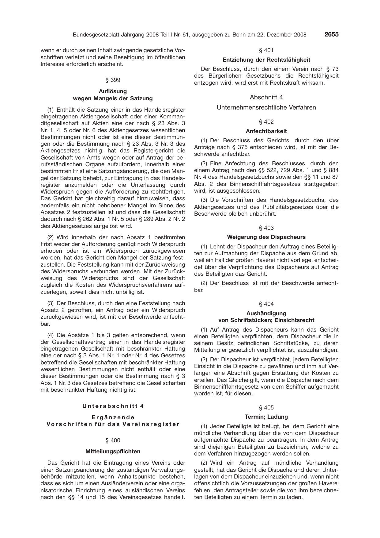 BGBl. 2008, Seite 2655 — Originalseite als Abbildung