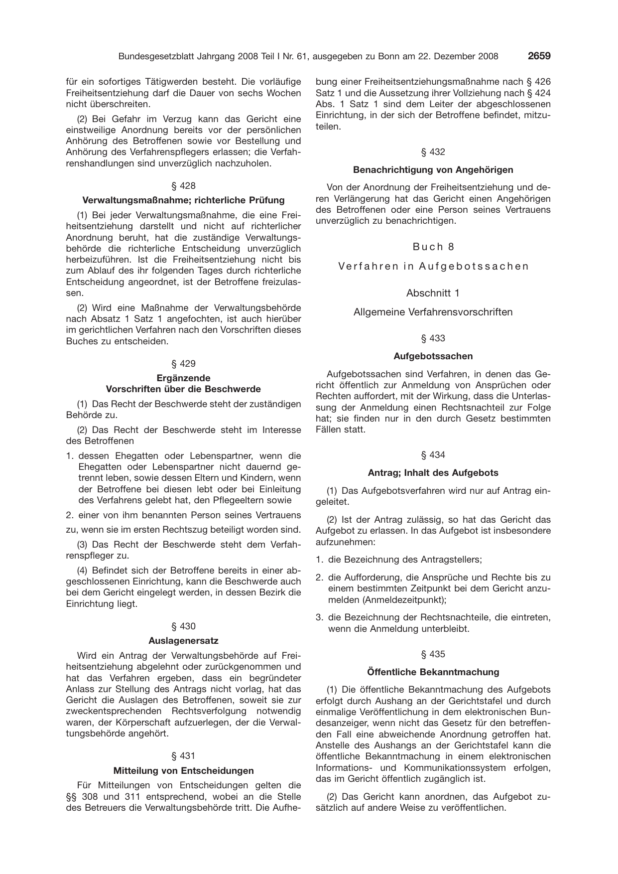 BGBl. 2008, Seite 2659 — Originalseite als Abbildung