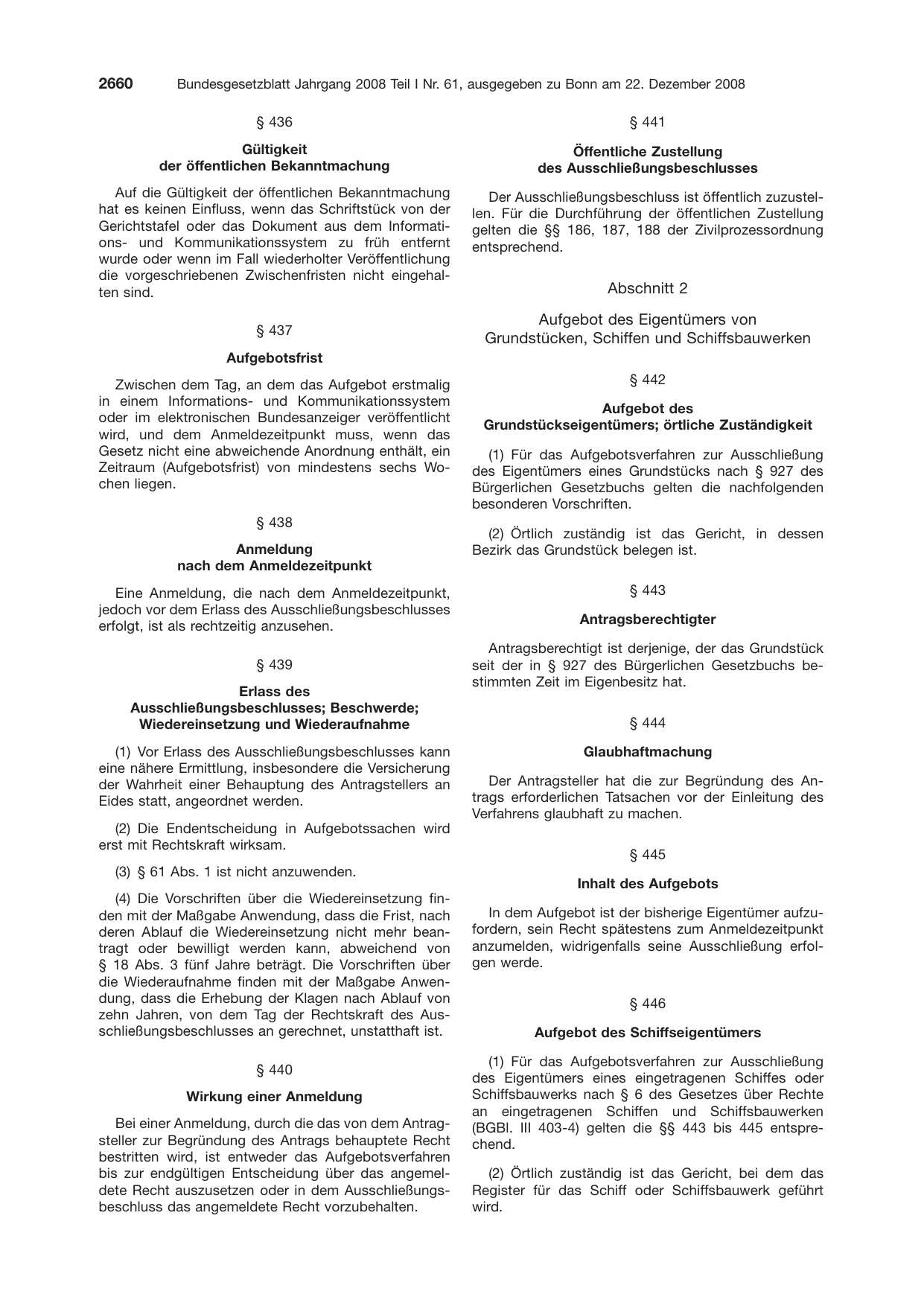 BGBl. 2008, Seite 2660 — Originalseite als Abbildung