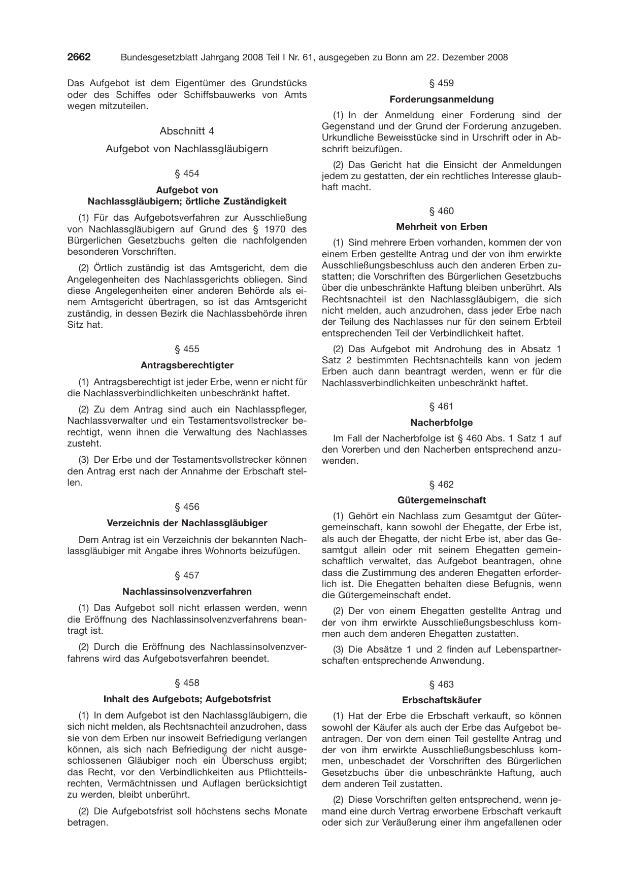 BGBl. 2008, Seite 2662 — Originalseite als Abbildung