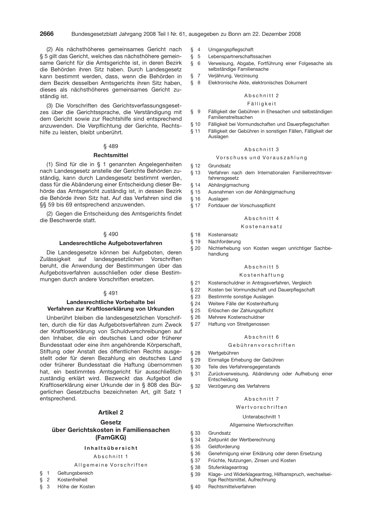 BGBl. 2008, Seite 2666 — Originalseite als Abbildung