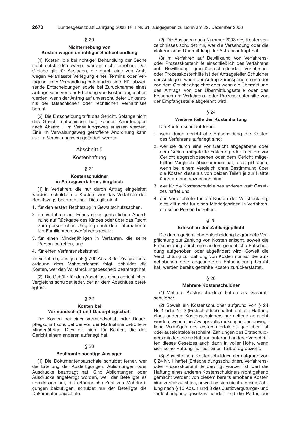 BGBl. 2008, Seite 2670 — Originalseite als Abbildung