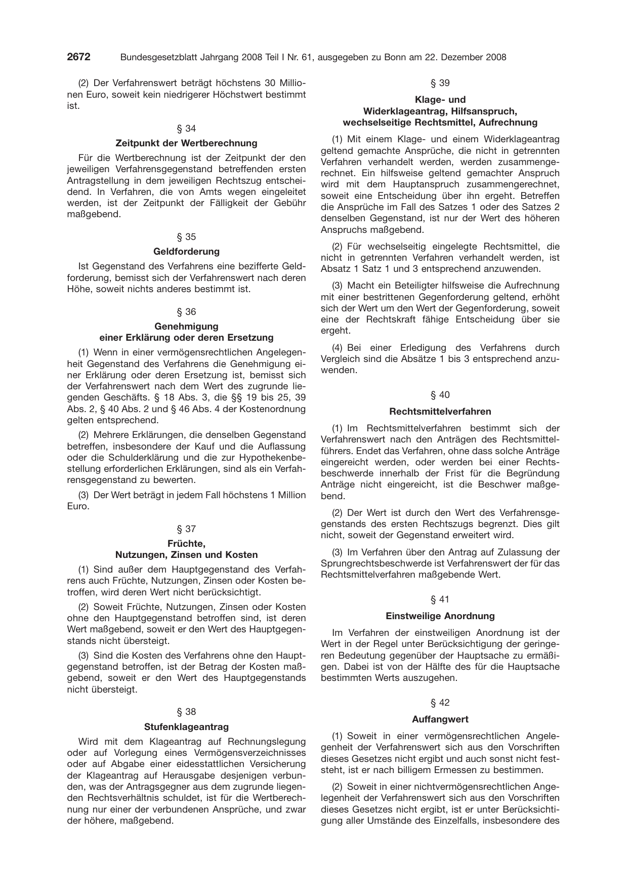 BGBl. 2008, Seite 2672 — Originalseite als Abbildung