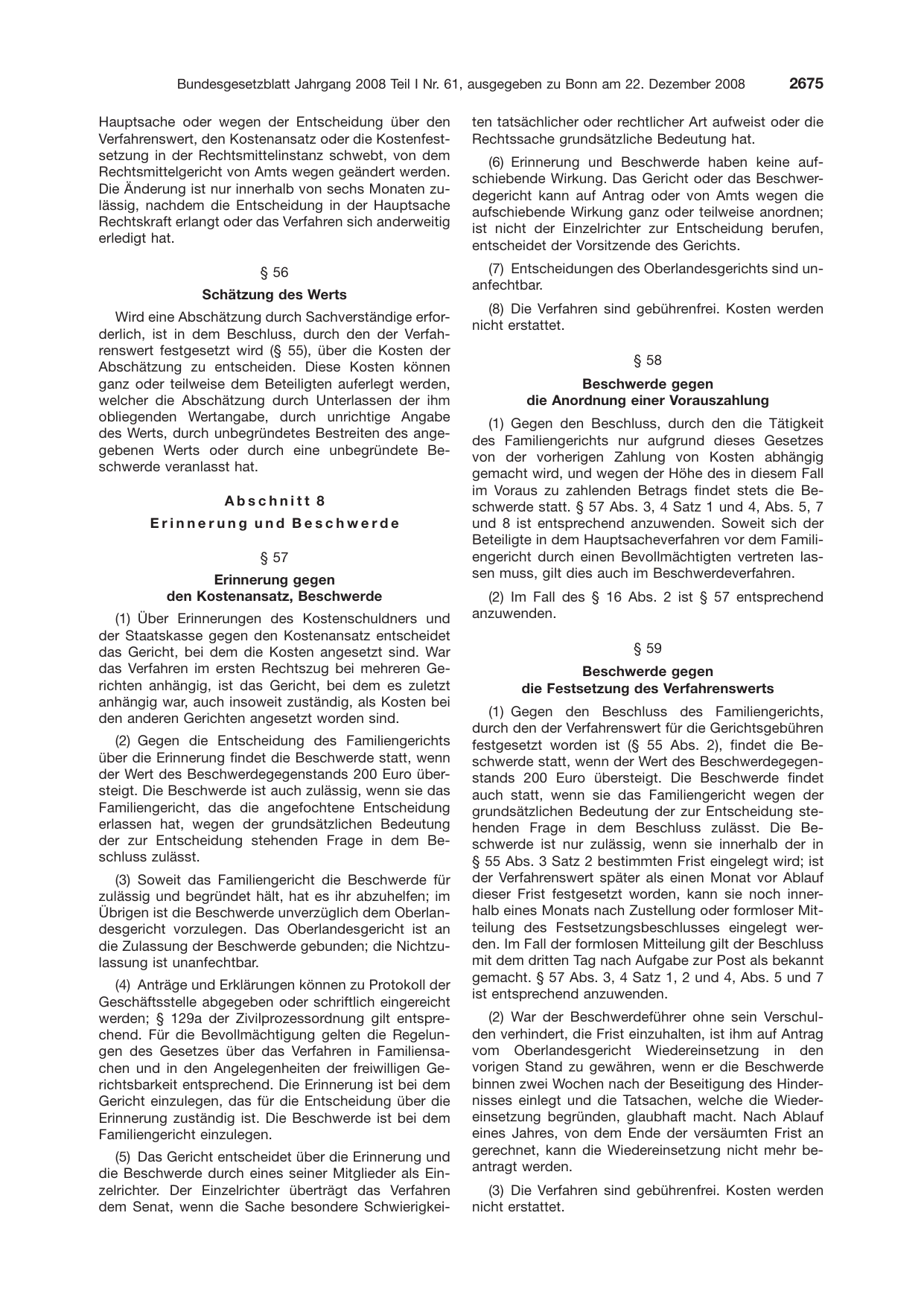 BGBl. 2008, Seite 2675 — Originalseite als Abbildung
