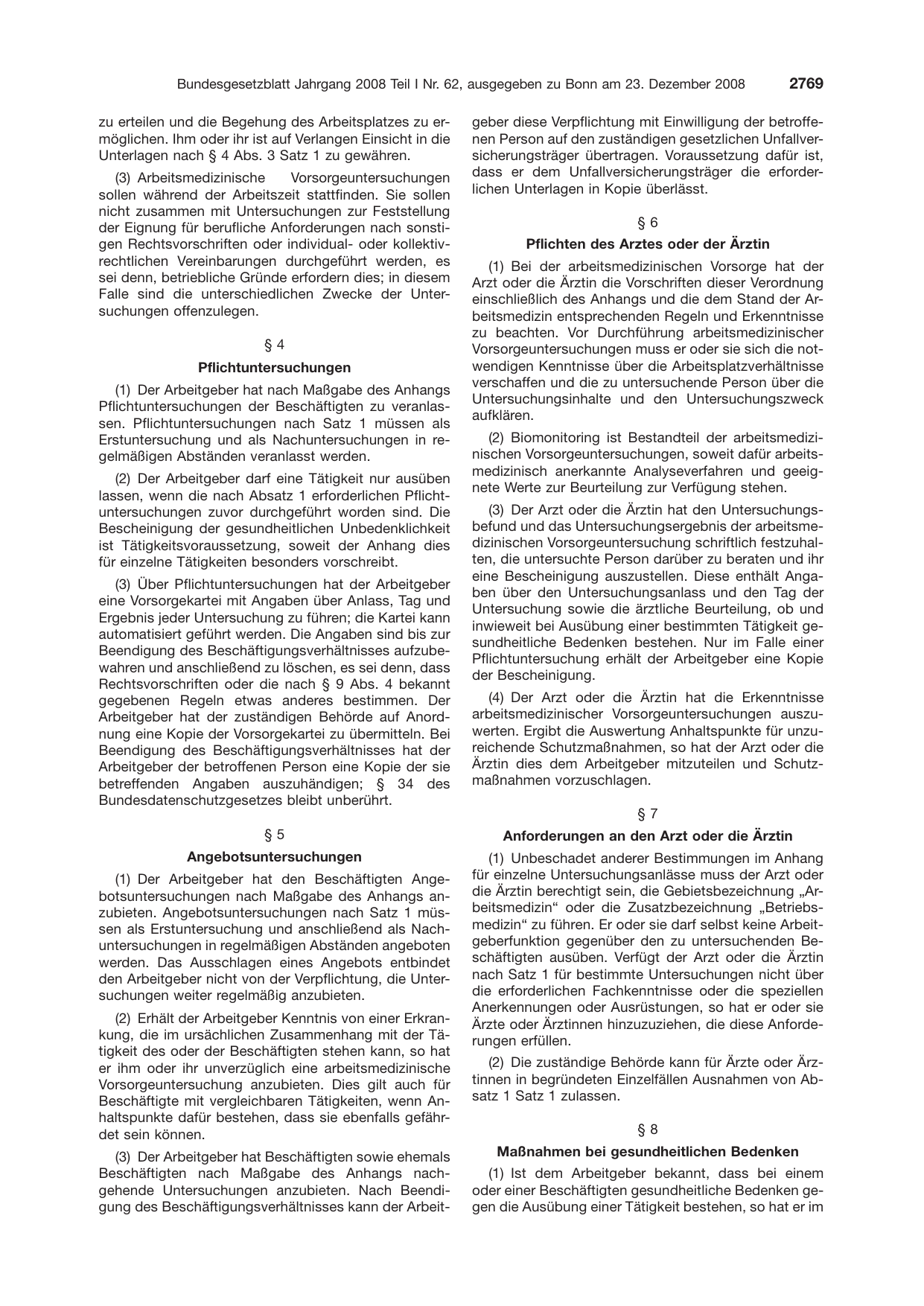 BGBl. 2008, Seite 2769 — Originalseite als Abbildung