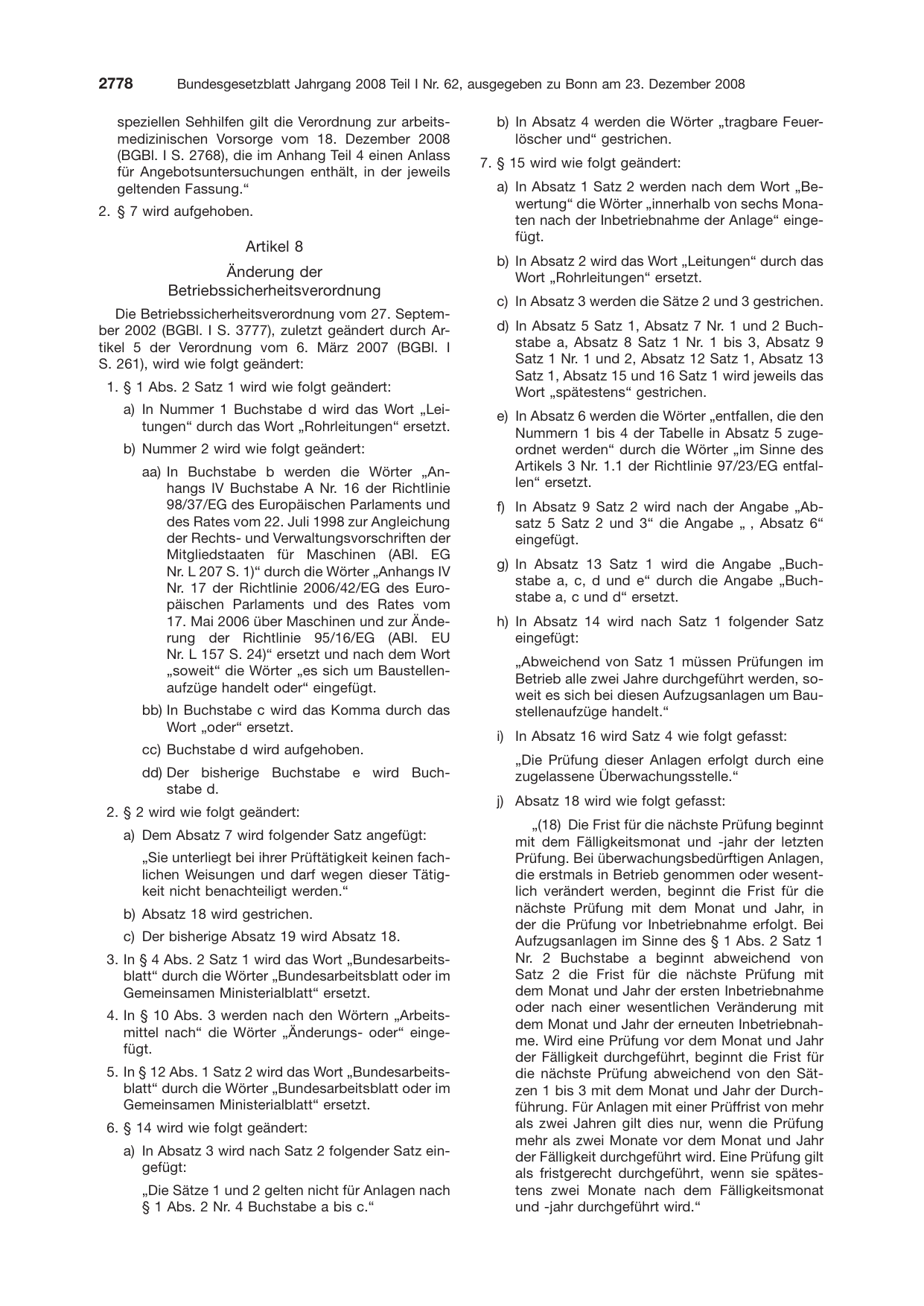 BGBl. 2008, Seite 2778 — Originalseite als Abbildung