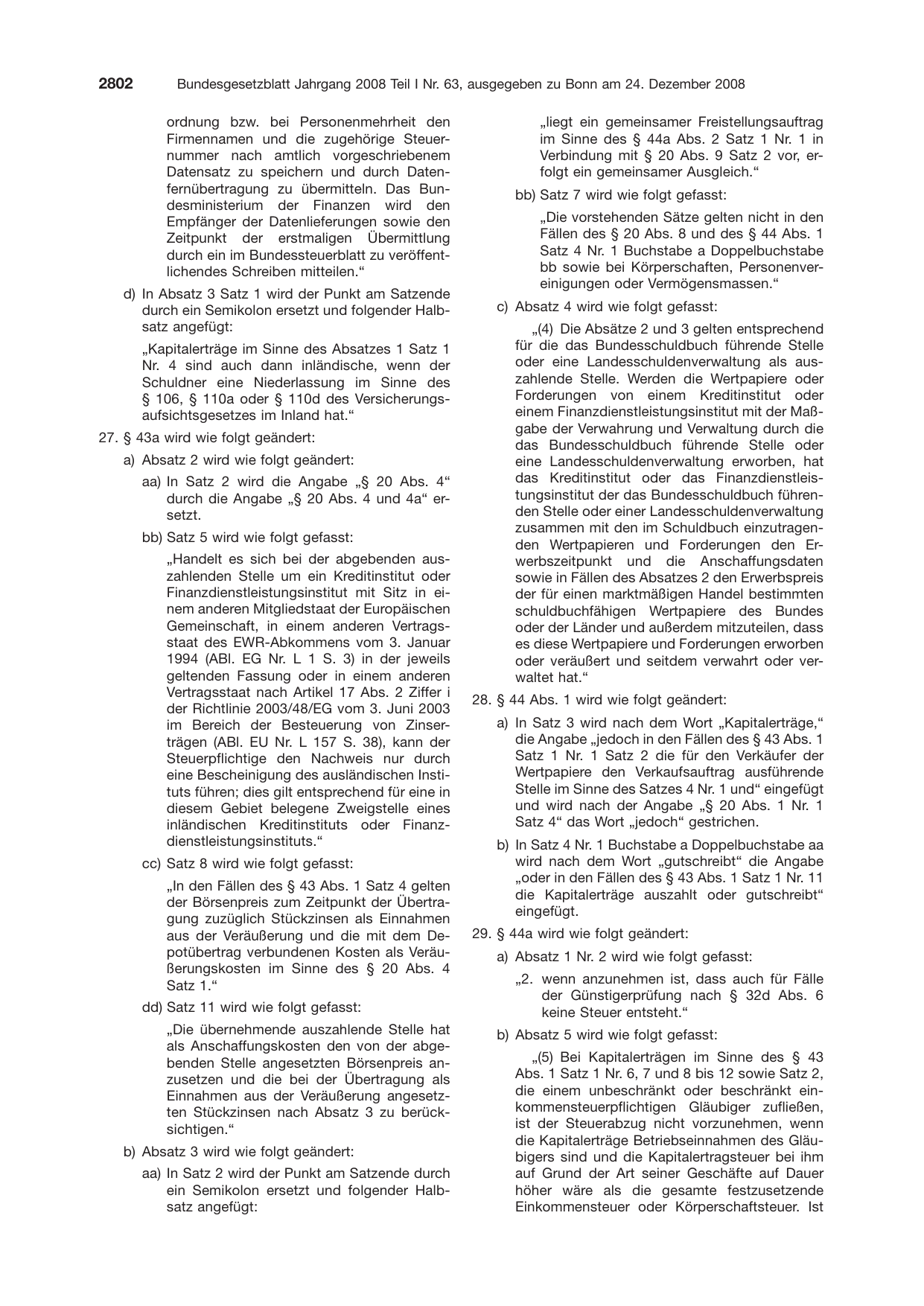 BGBl. 2008, Seite 2802 — Originalseite als Abbildung