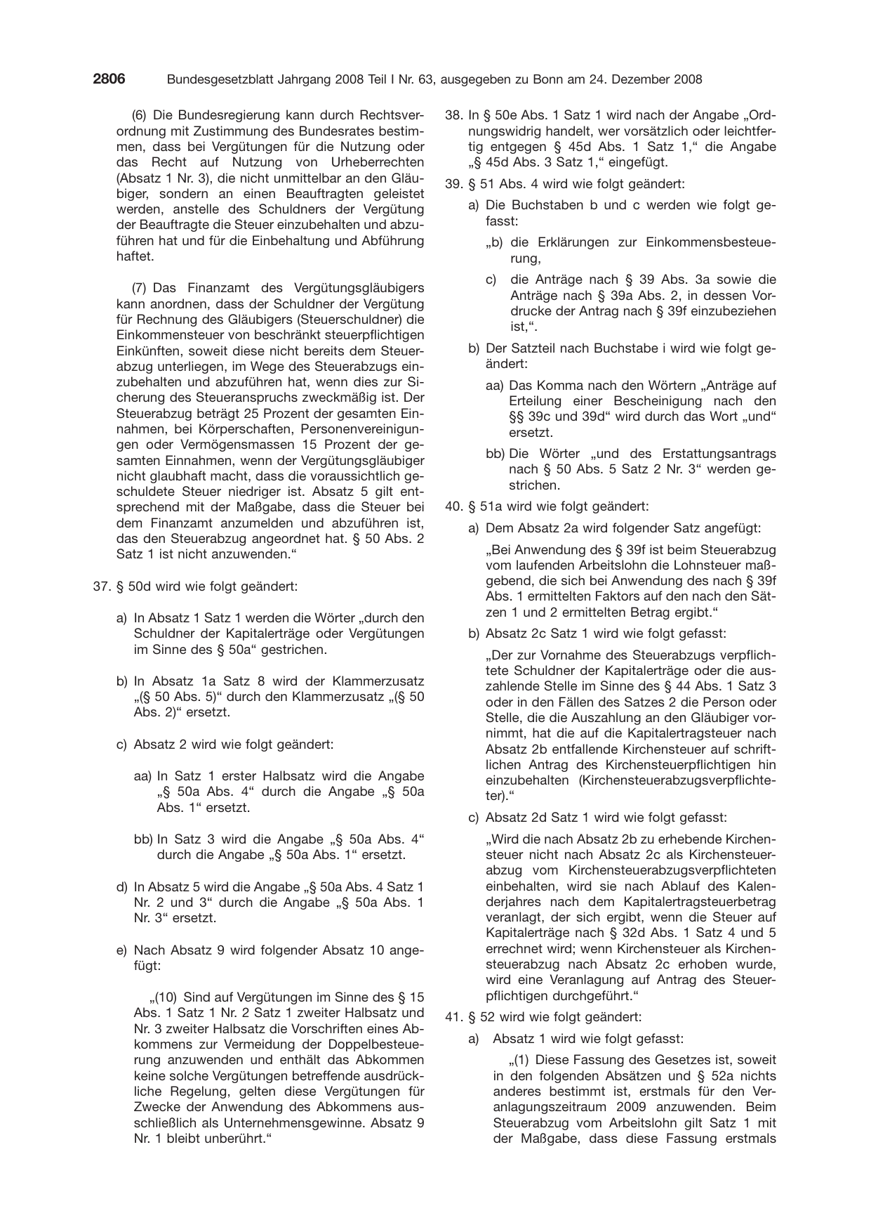 BGBl. 2008, Seite 2806 — Originalseite als Abbildung