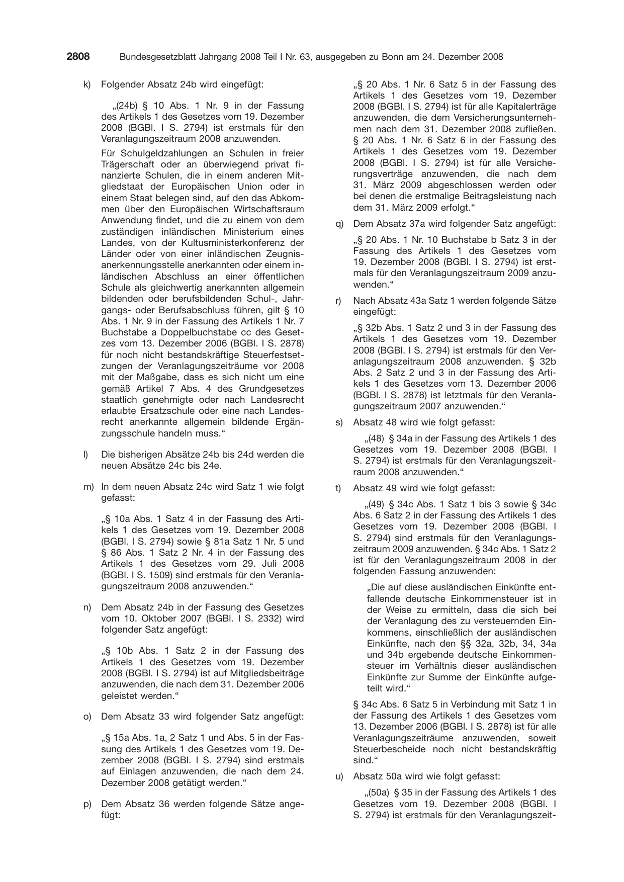 BGBl. 2008, Seite 2808 — Originalseite als Abbildung