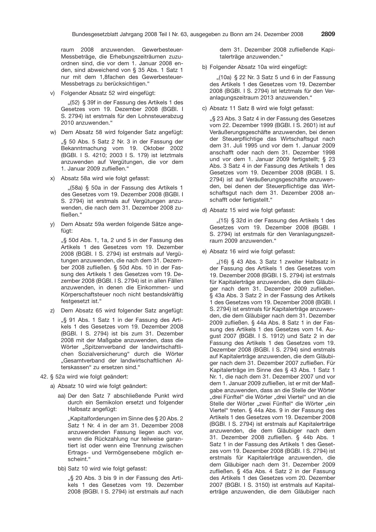 BGBl. 2008, Seite 2809 — Originalseite als Abbildung