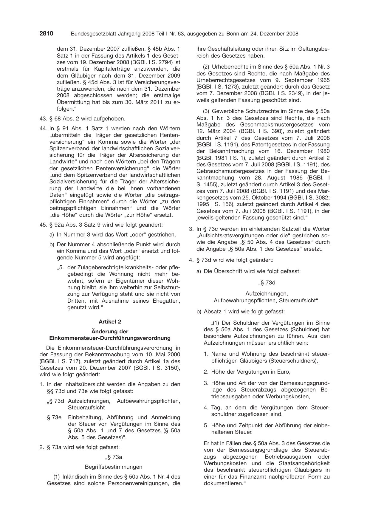 BGBl. 2008, Seite 2810 — Originalseite als Abbildung