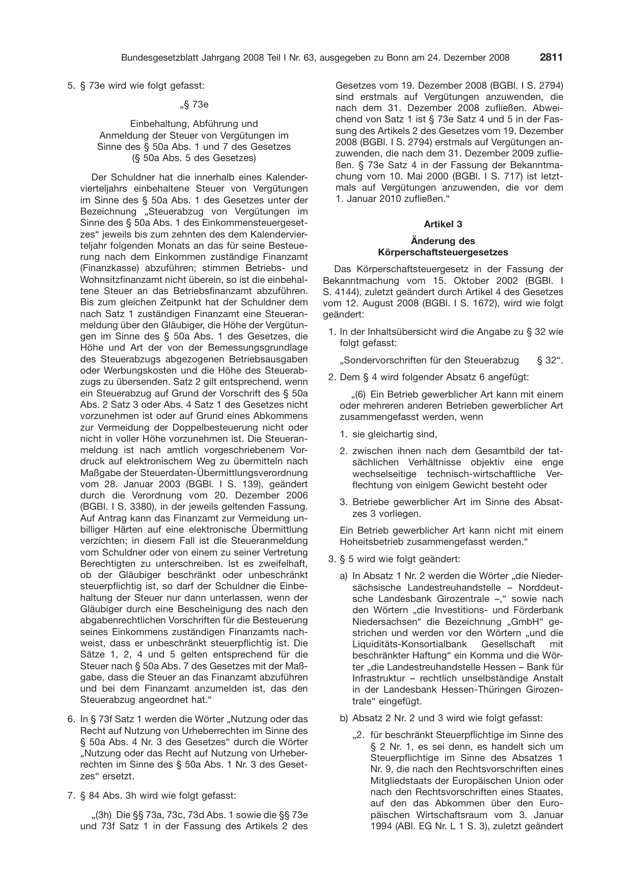 BGBl. 2008, Seite 2811 — Originalseite als Abbildung
