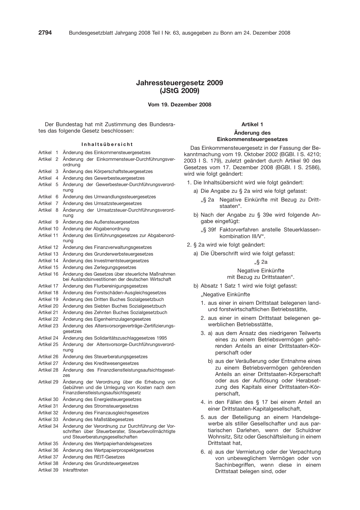 BGBl. 2008, Seite 2794 — Originalseite als Abbildung