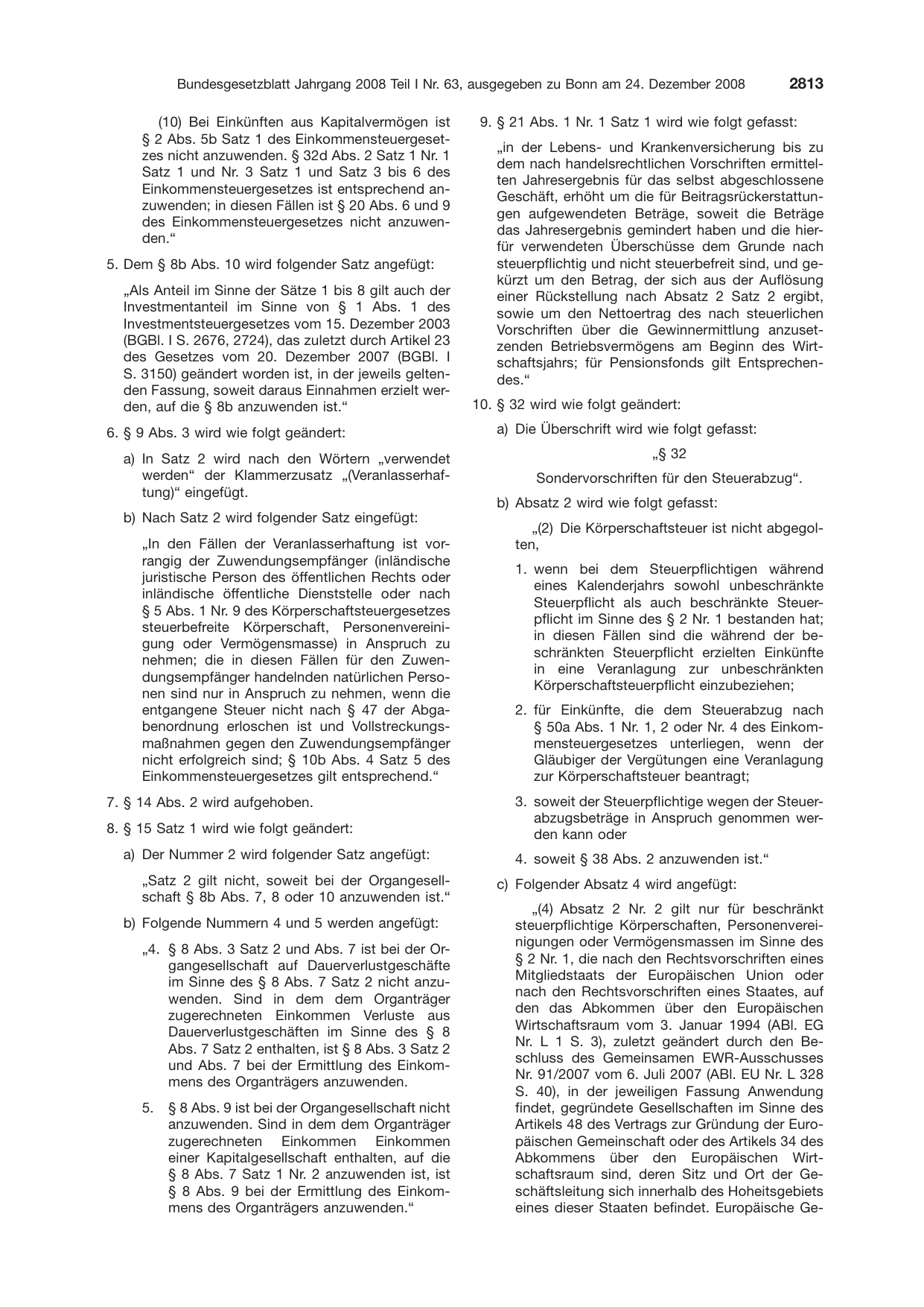 BGBl. 2008, Seite 2813 — Originalseite als Abbildung