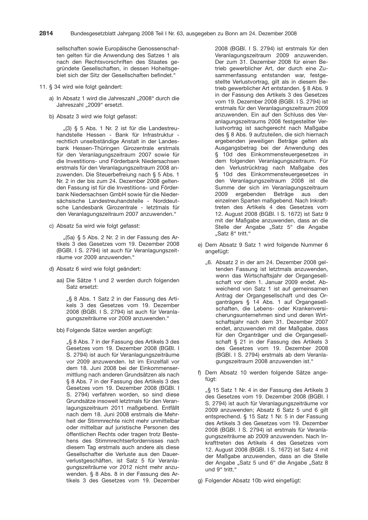BGBl. 2008, Seite 2814 — Originalseite als Abbildung