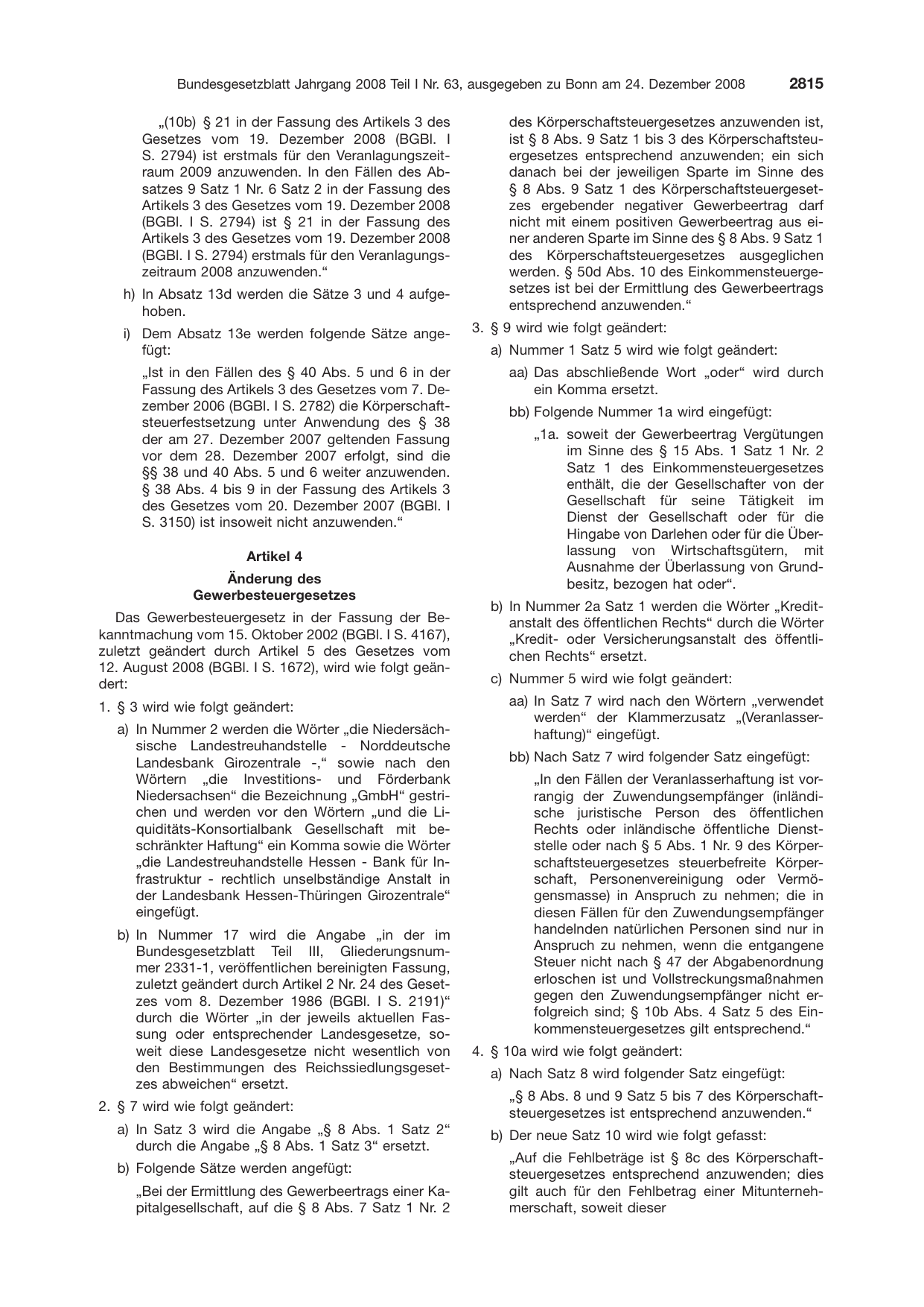 BGBl. 2008, Seite 2815 — Originalseite als Abbildung