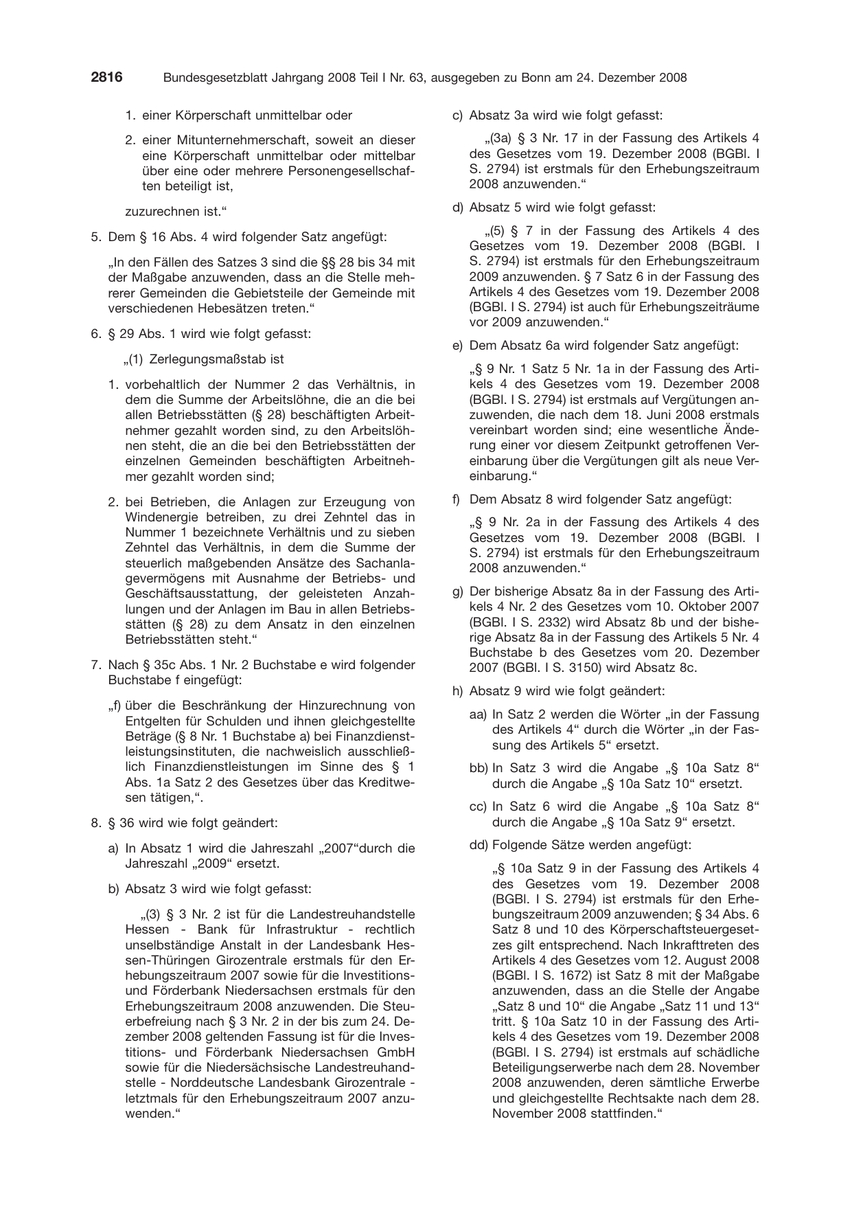 BGBl. 2008, Seite 2816 — Originalseite als Abbildung
