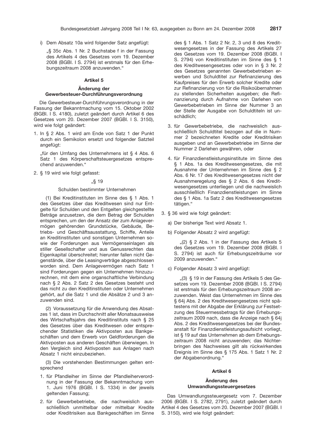 BGBl. 2008, Seite 2817 — Originalseite als Abbildung