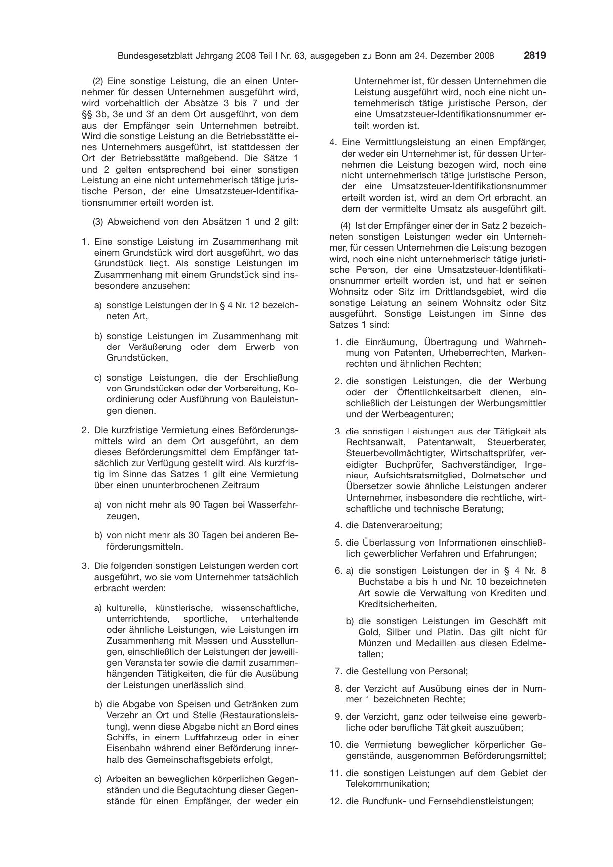 BGBl. 2008, Seite 2819 — Originalseite als Abbildung