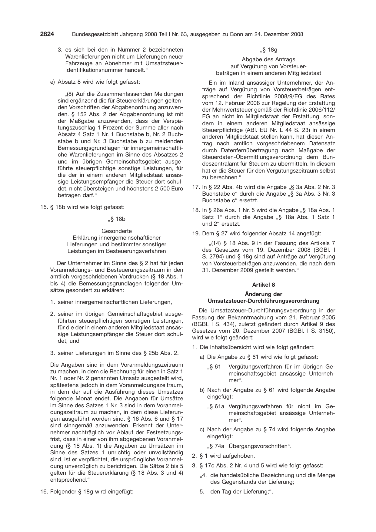 BGBl. 2008, Seite 2824 — Originalseite als Abbildung