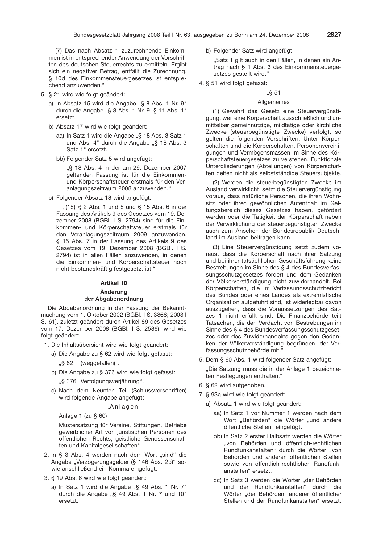 BGBl. 2008, Seite 2827 — Originalseite als Abbildung