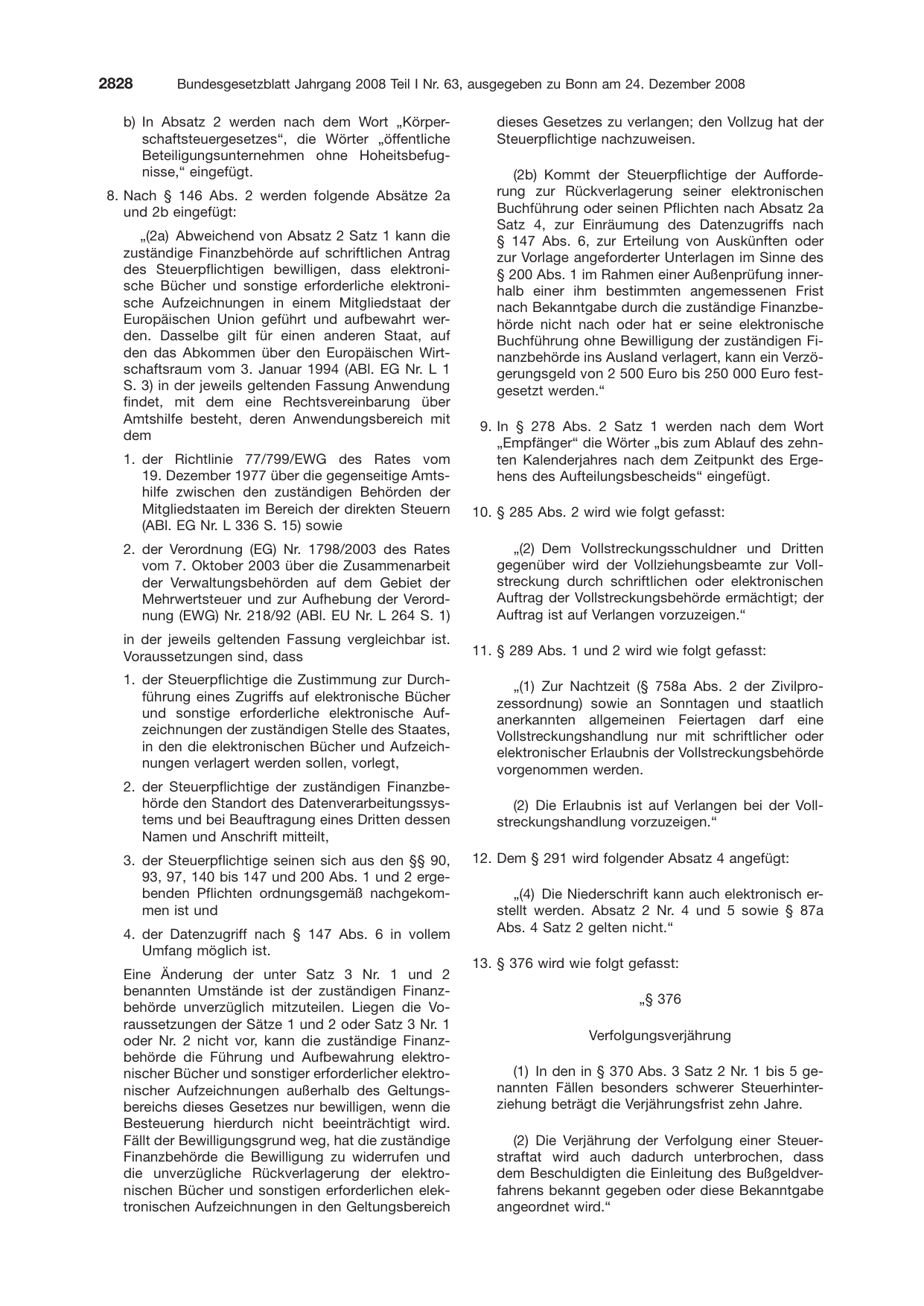 BGBl. 2008, Seite 2828 — Originalseite als Abbildung