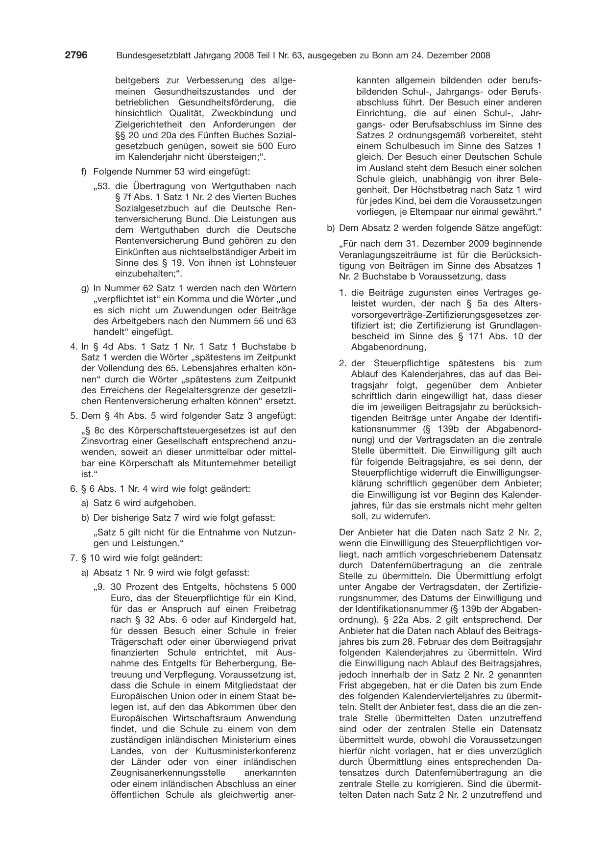 BGBl. 2008, Seite 2796 — Originalseite als Abbildung