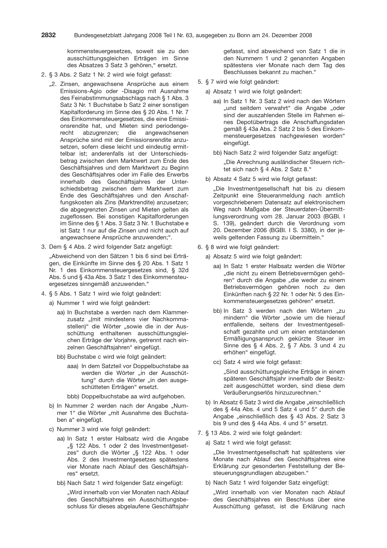 BGBl. 2008, Seite 2832 — Originalseite als Abbildung