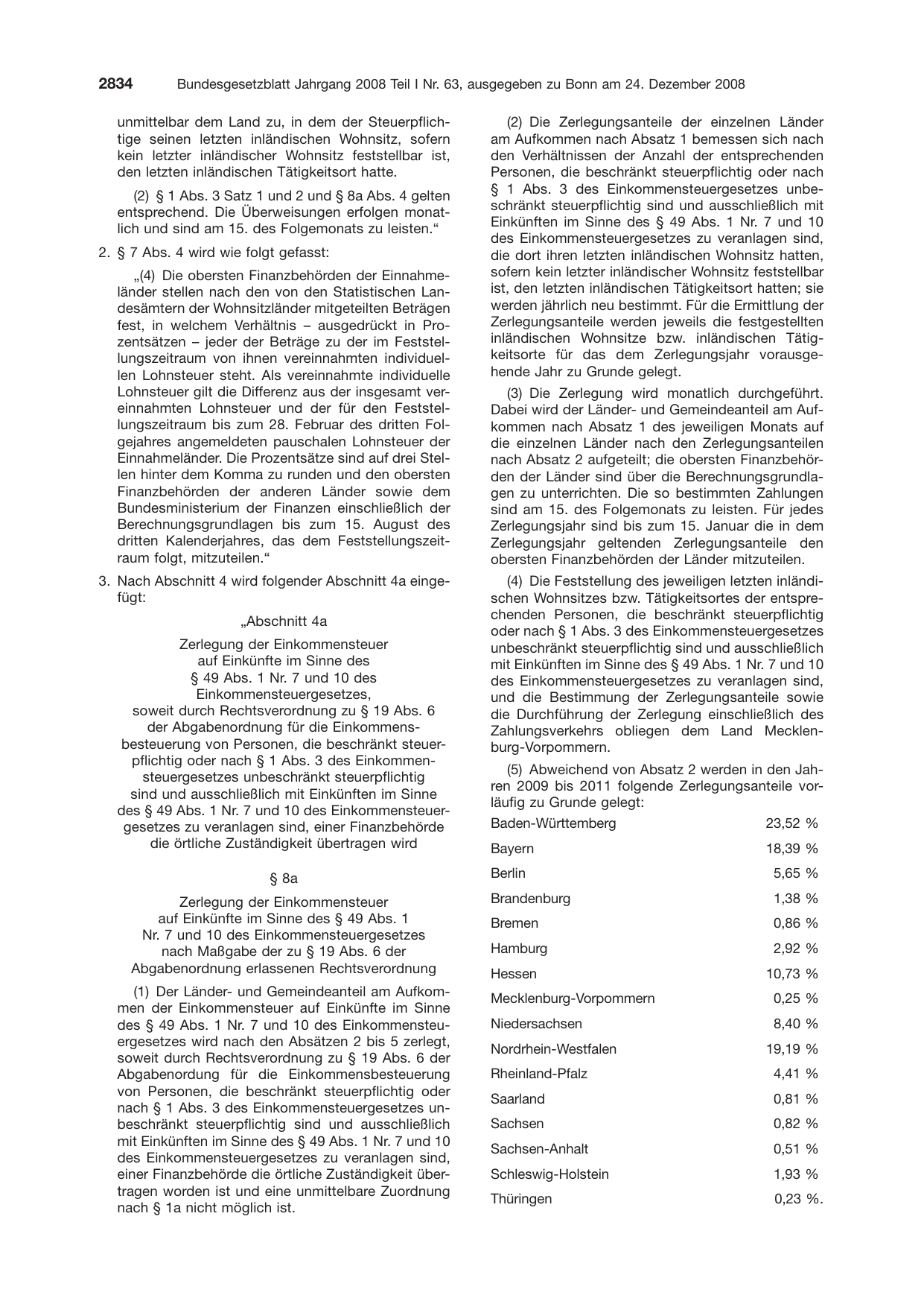 BGBl. 2008, Seite 2834 — Originalseite als Abbildung