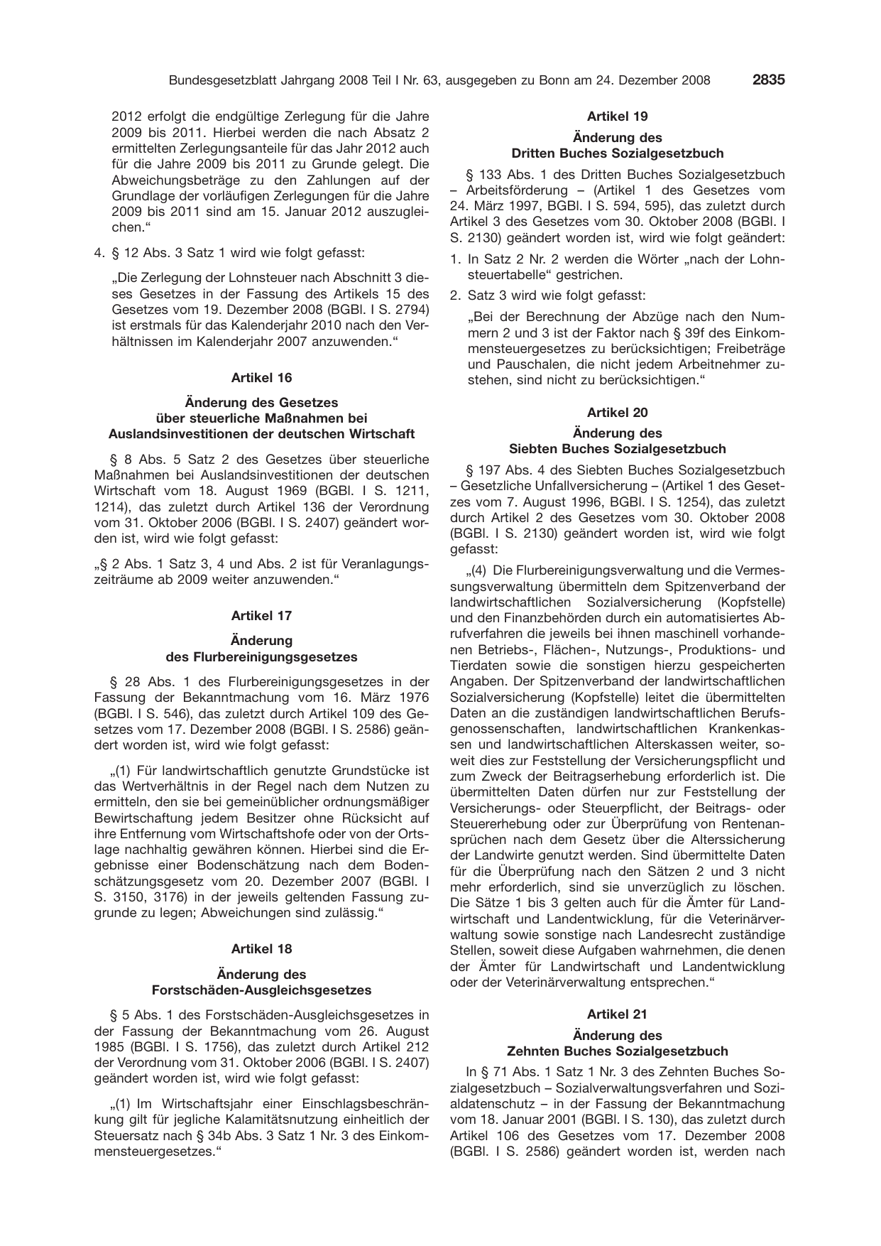 BGBl. 2008, Seite 2835 — Originalseite als Abbildung