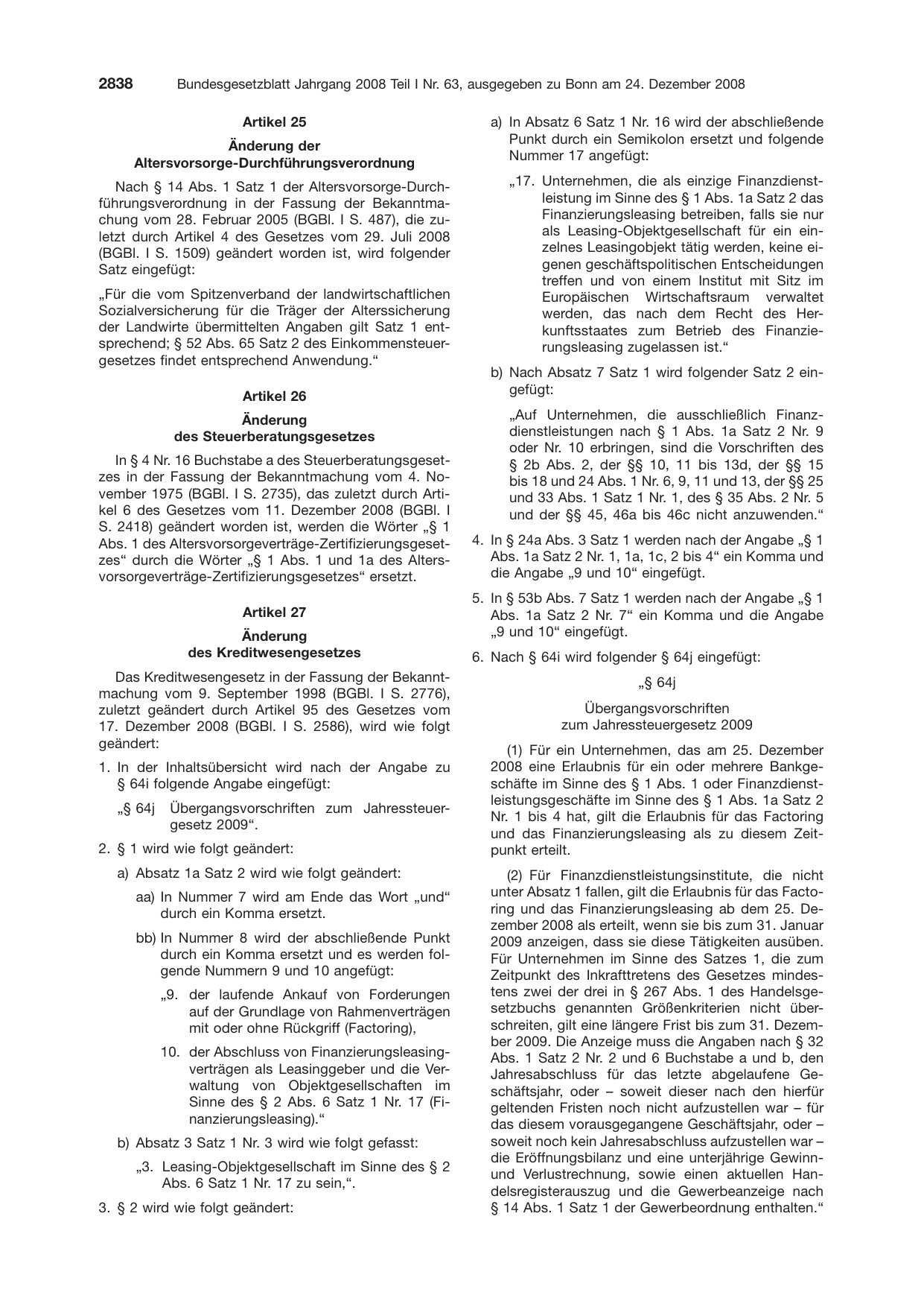 BGBl. 2008, Seite 2838 — Originalseite als Abbildung