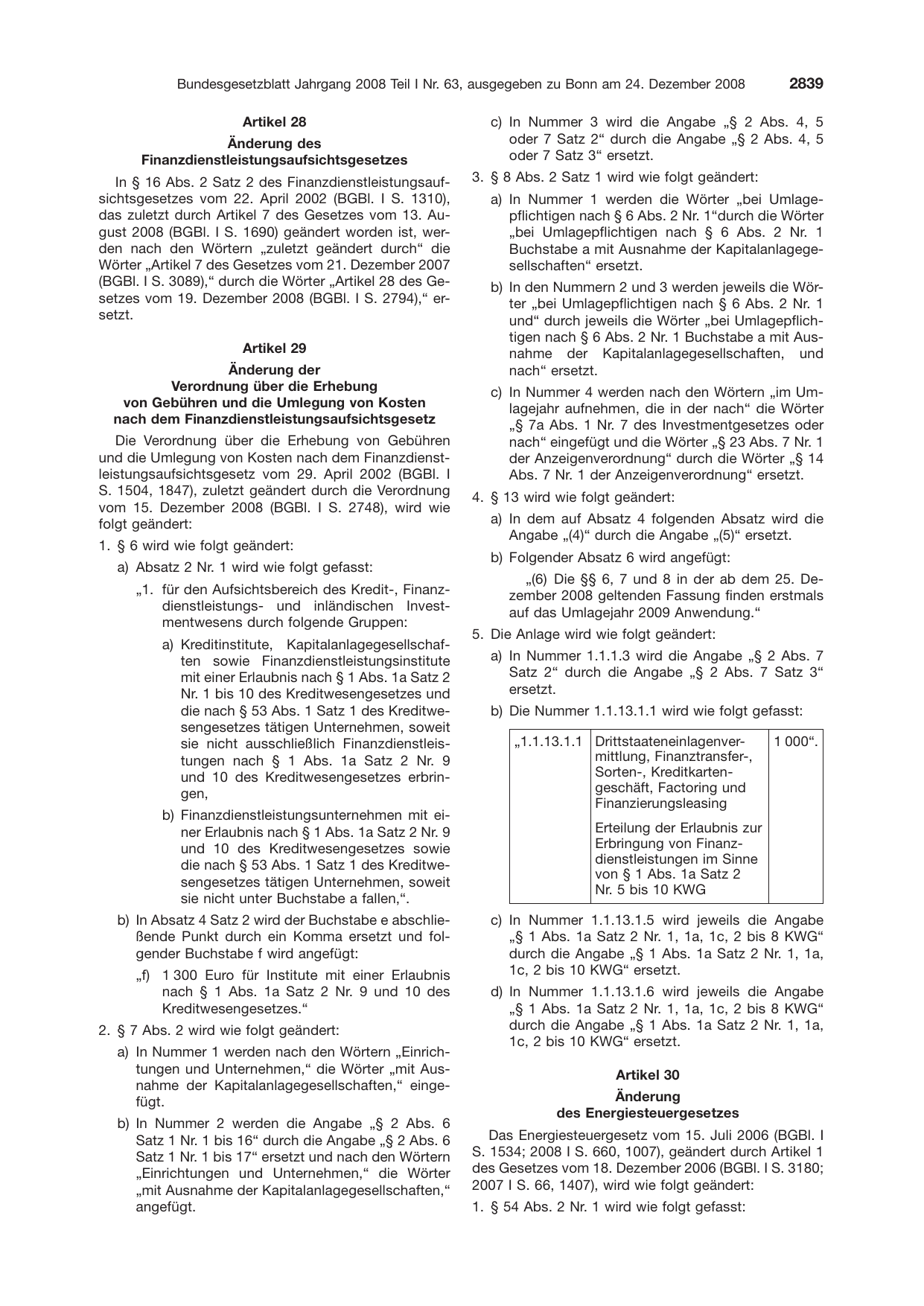 BGBl. 2008, Seite 2839 — Originalseite als Abbildung