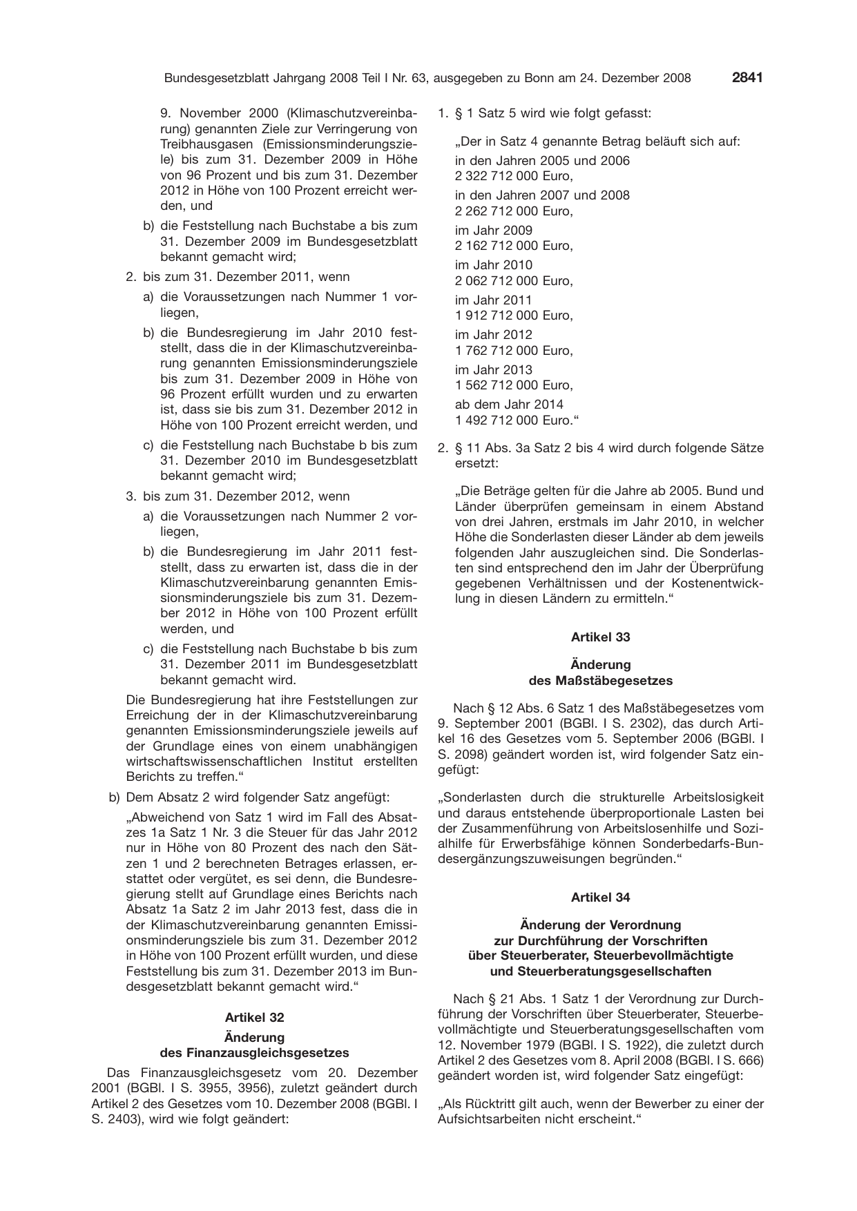 BGBl. 2008, Seite 2841 — Originalseite als Abbildung