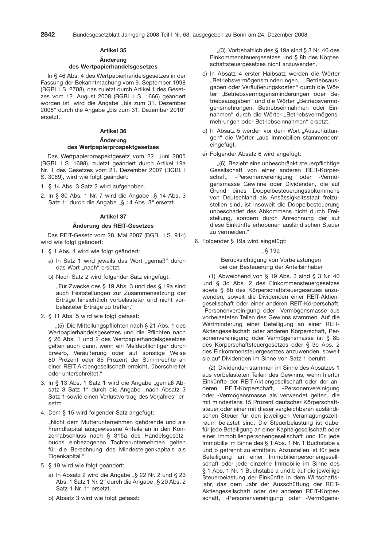 BGBl. 2008, Seite 2842 — Originalseite als Abbildung