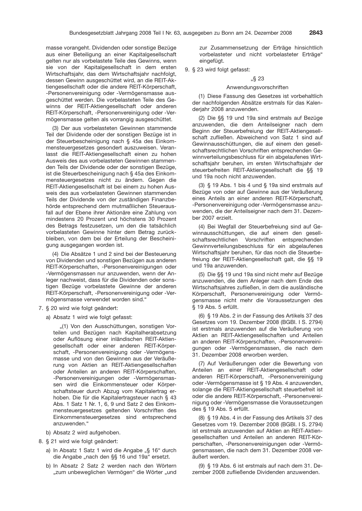 BGBl. 2008, Seite 2843 — Originalseite als Abbildung