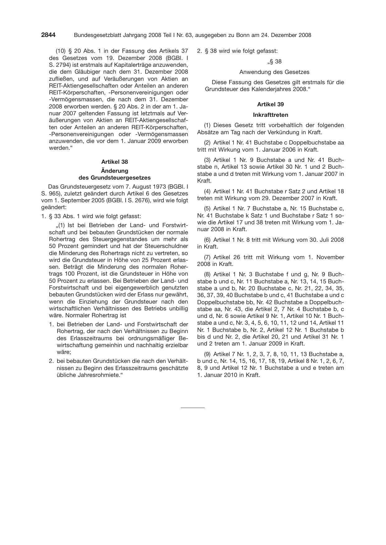 BGBl. 2008, Seite 2844 — Originalseite als Abbildung
