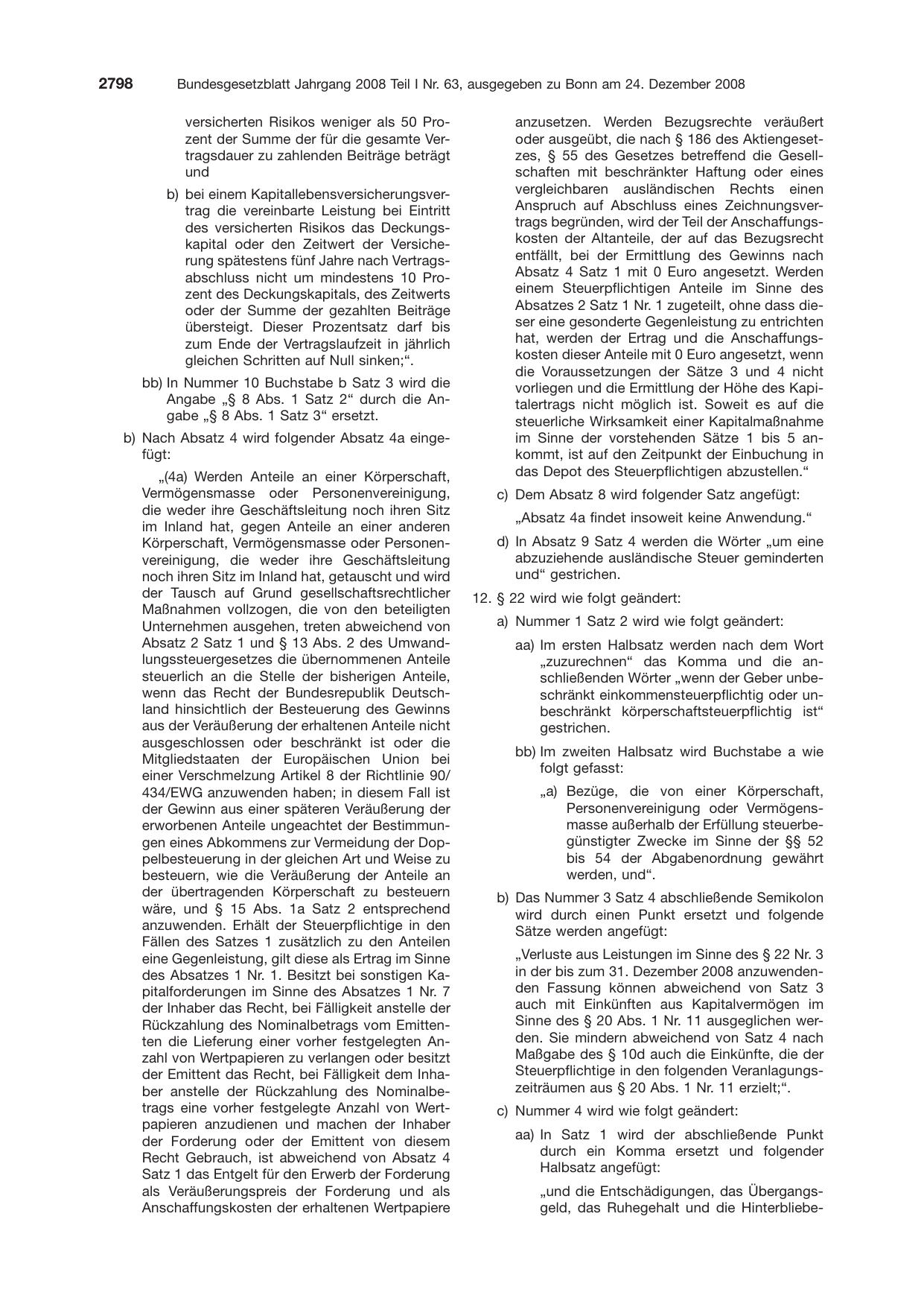 BGBl. 2008, Seite 2798 — Originalseite als Abbildung