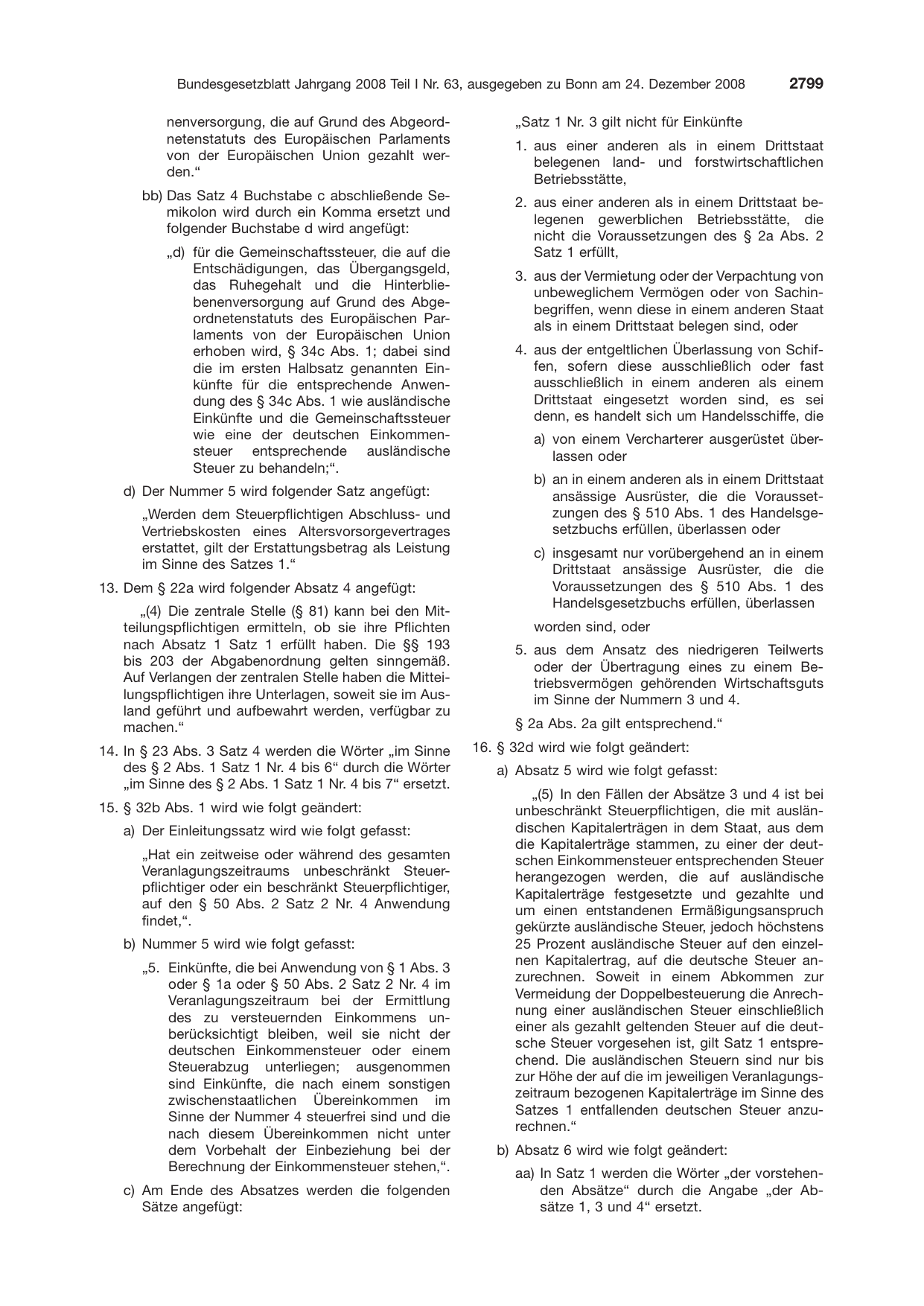 BGBl. 2008, Seite 2799 — Originalseite als Abbildung