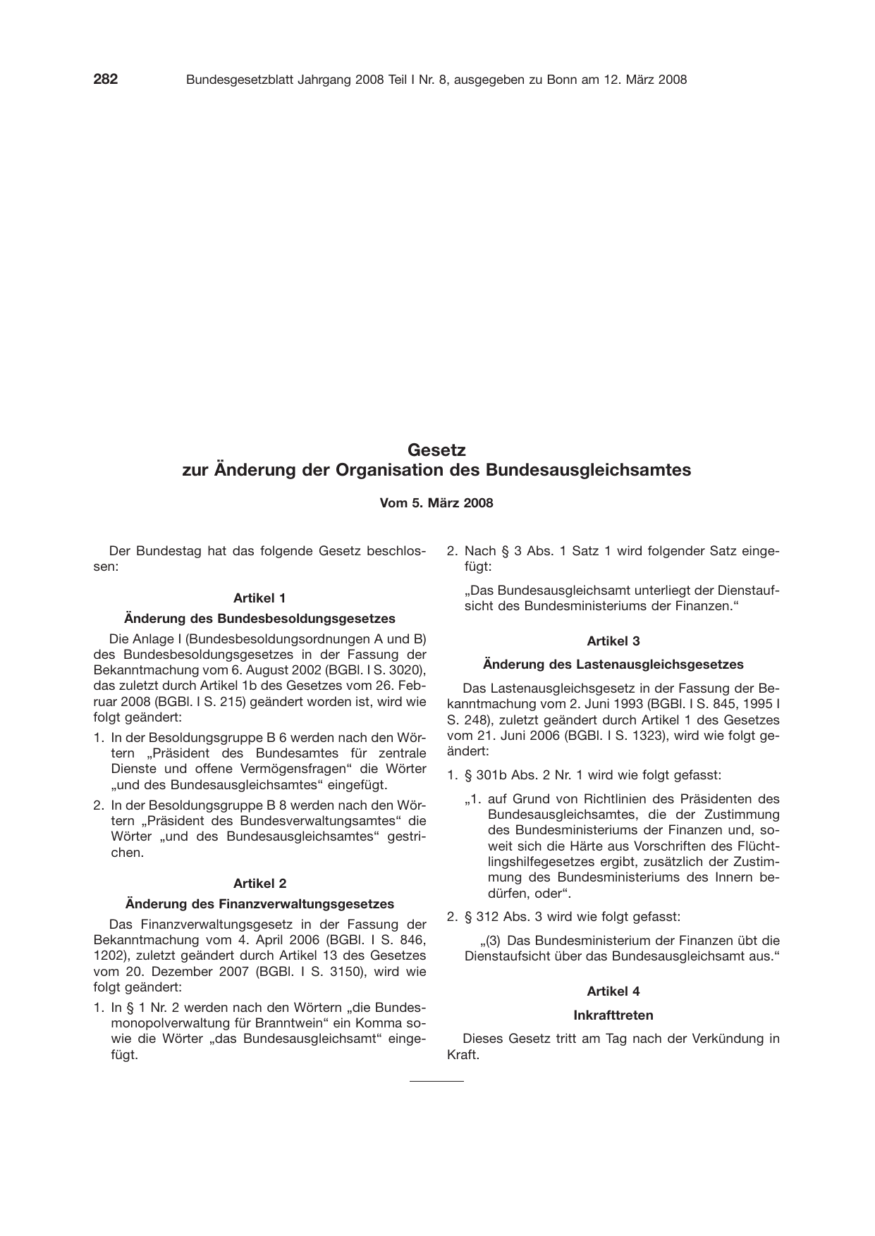 BGBl. 2008, Seite 282 — Originalseite als Abbildung