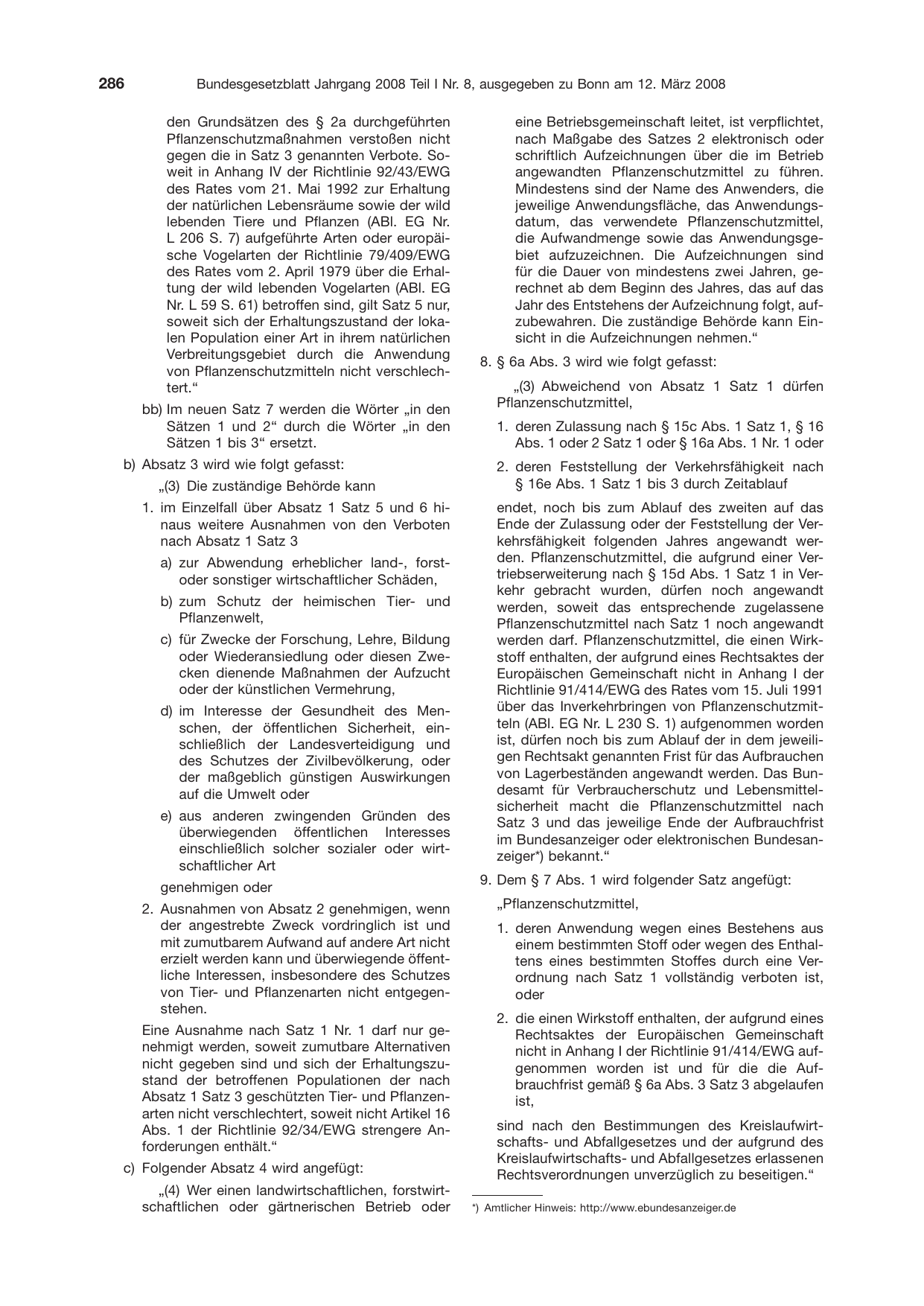 BGBl. 2008, Seite 286 — Originalseite als Abbildung