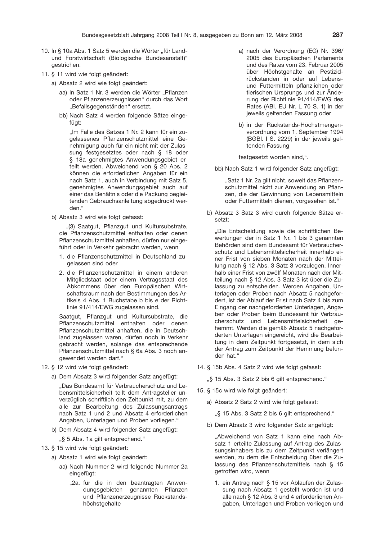 BGBl. 2008, Seite 287 — Originalseite als Abbildung