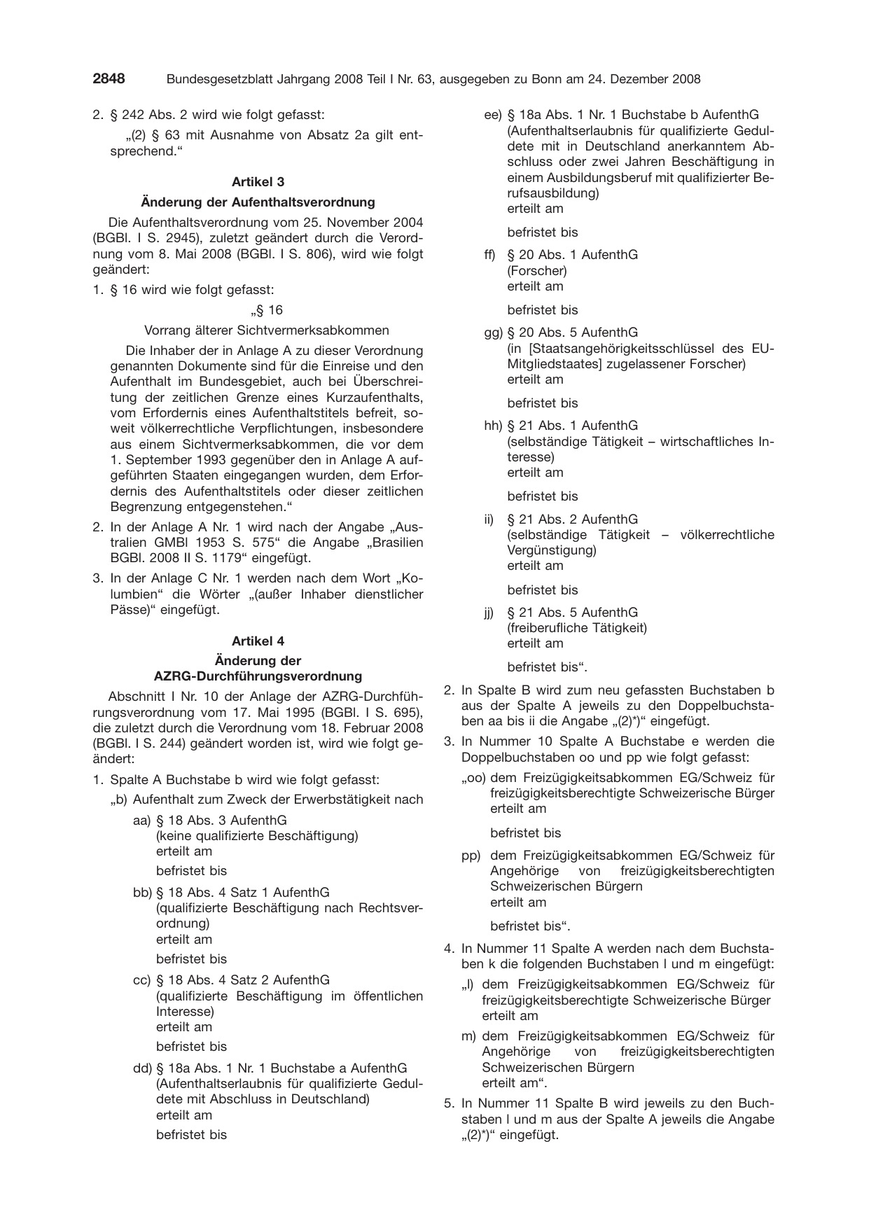 BGBl. 2008, Seite 2848 — Originalseite als Abbildung