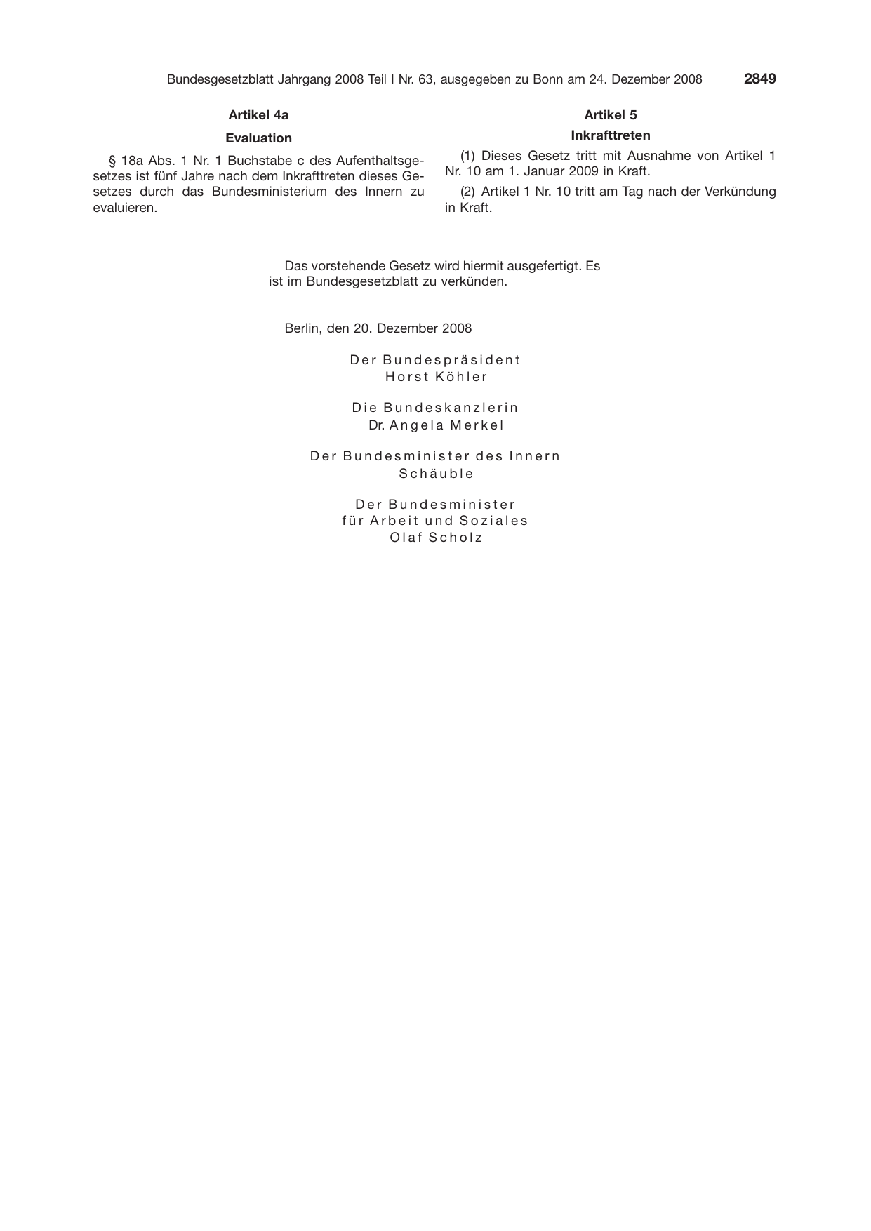 BGBl. 2008, Seite 2849 — Originalseite als Abbildung