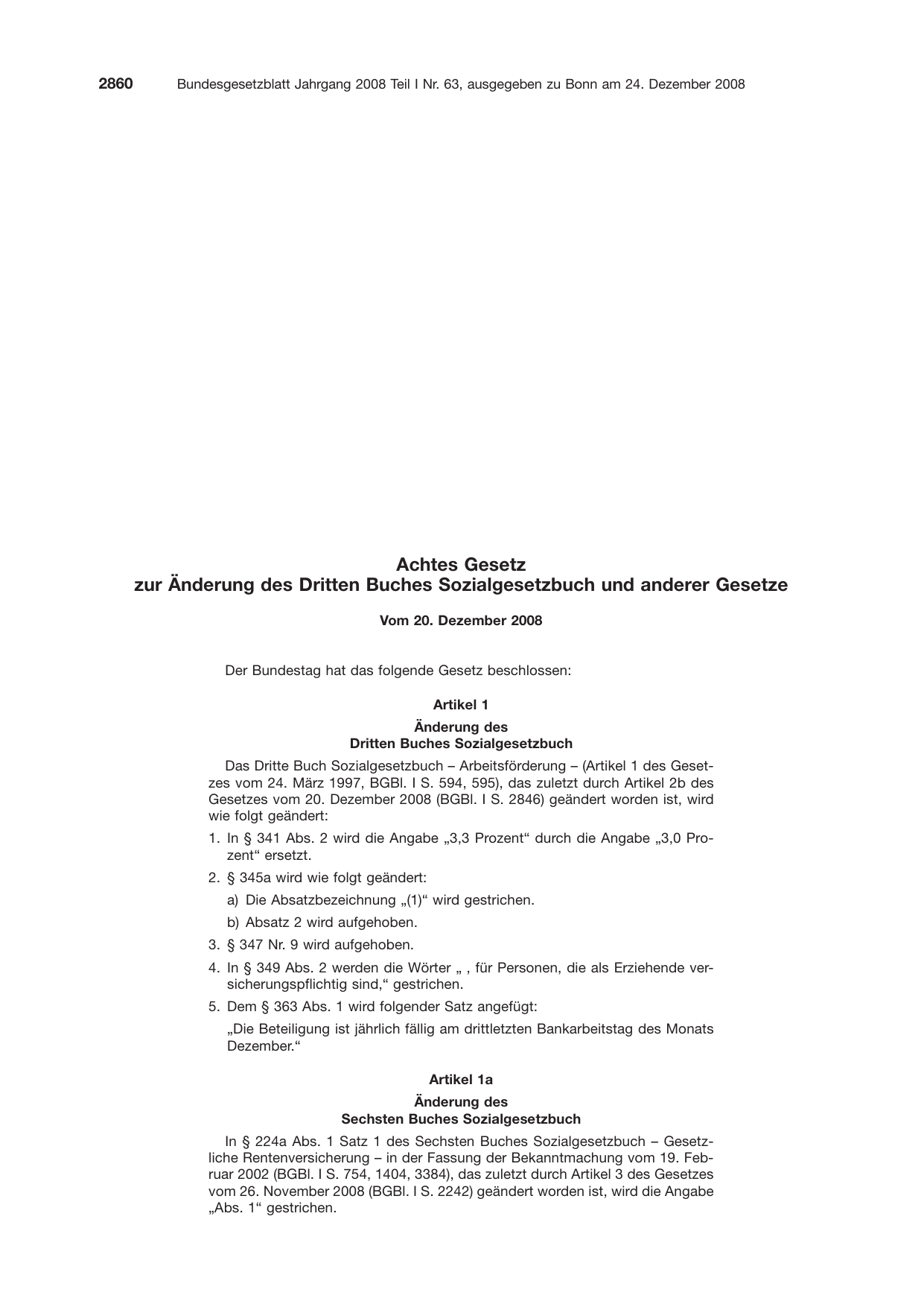 BGBl. 2008, Seite 2860 — Originalseite als Abbildung