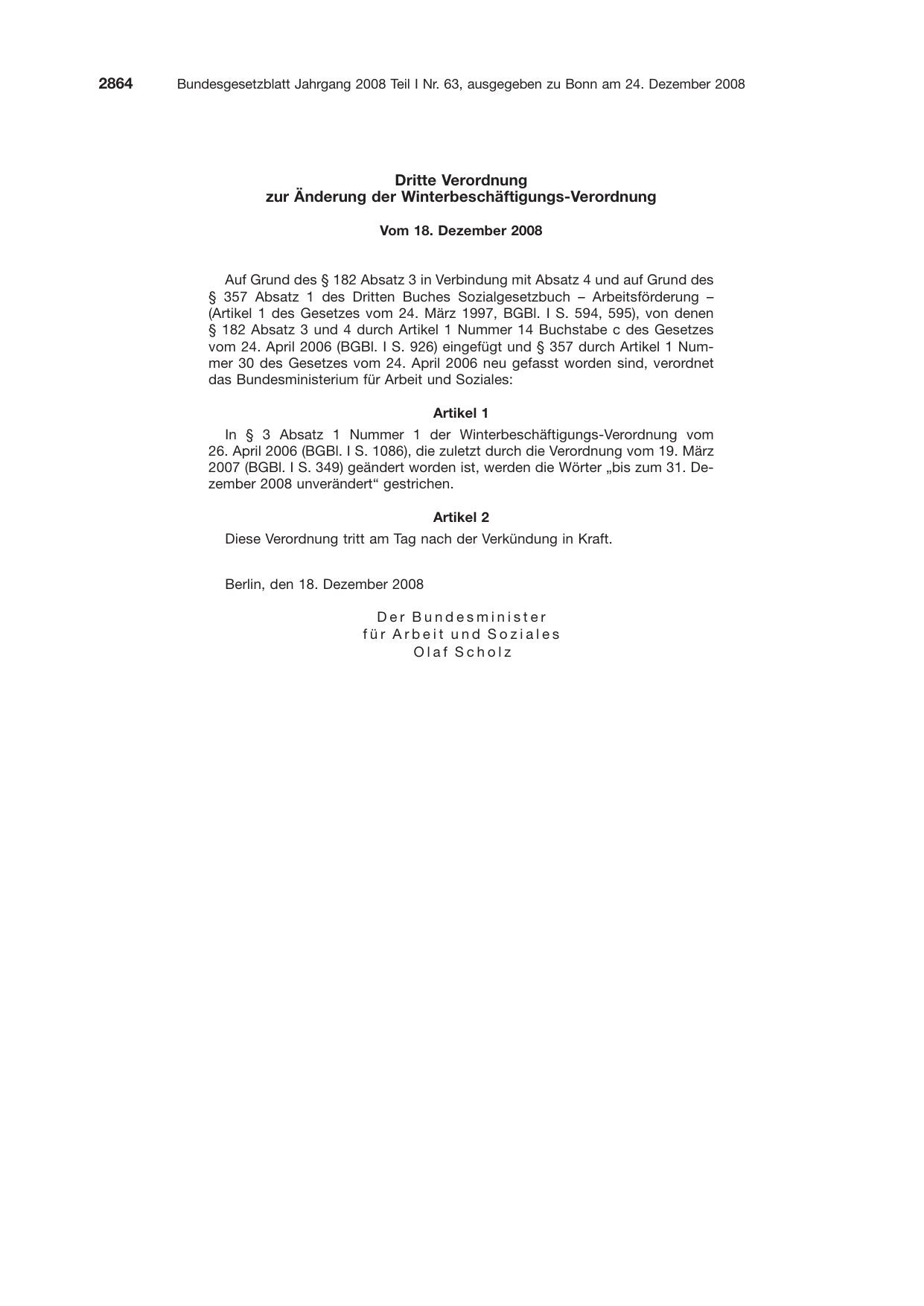 BGBl. 2008, Seite 2864 — Originalseite als Abbildung